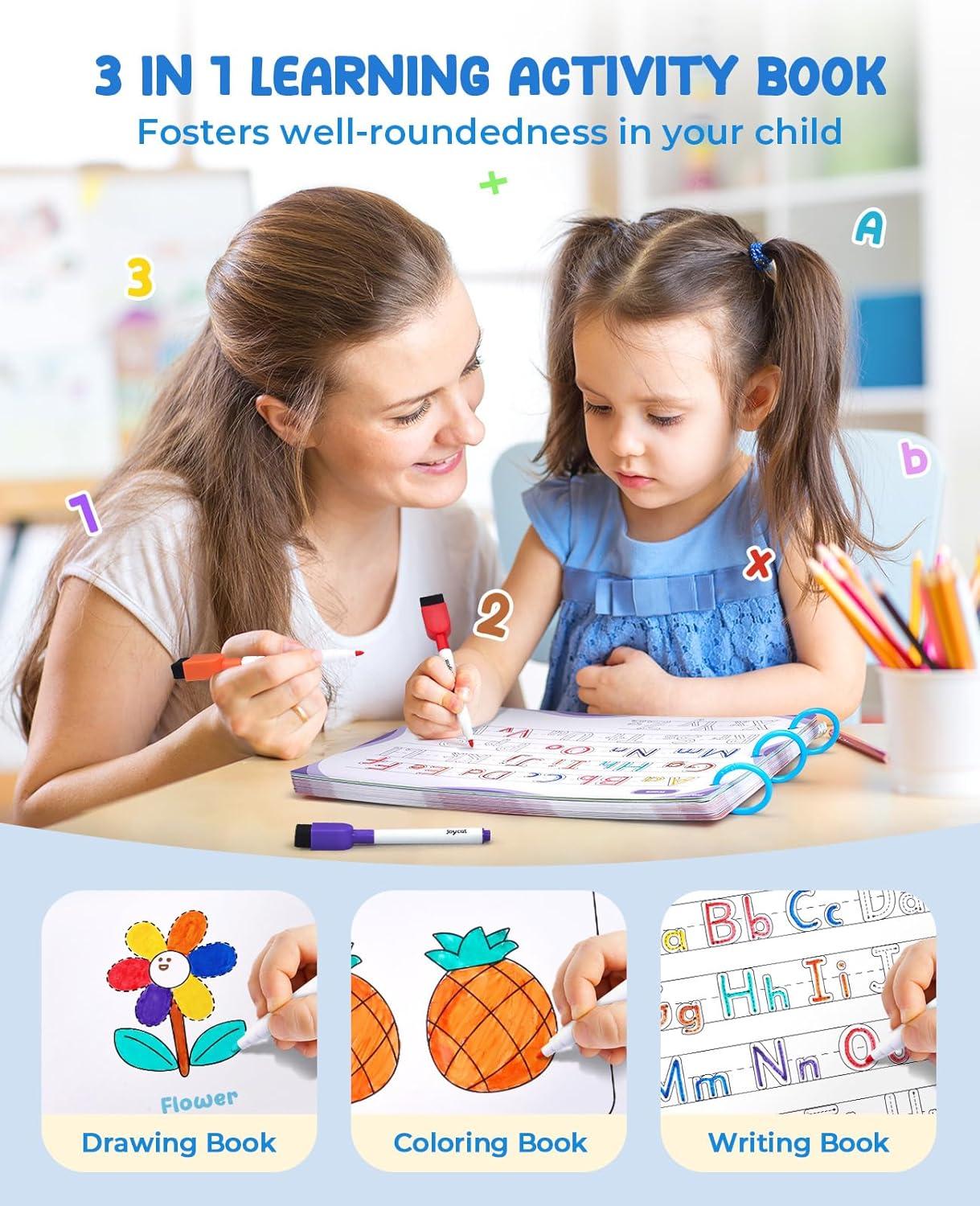 JoyCat Preschool Learning Activities Set (2-Pack) – Seek & Find Game Books and Letters Numbers Handwriting Practice Tracing Workbooks for Toddlers & Kids, Birthday Gifts for Girls and Boys Ages 3-5(1. Trace & Write)