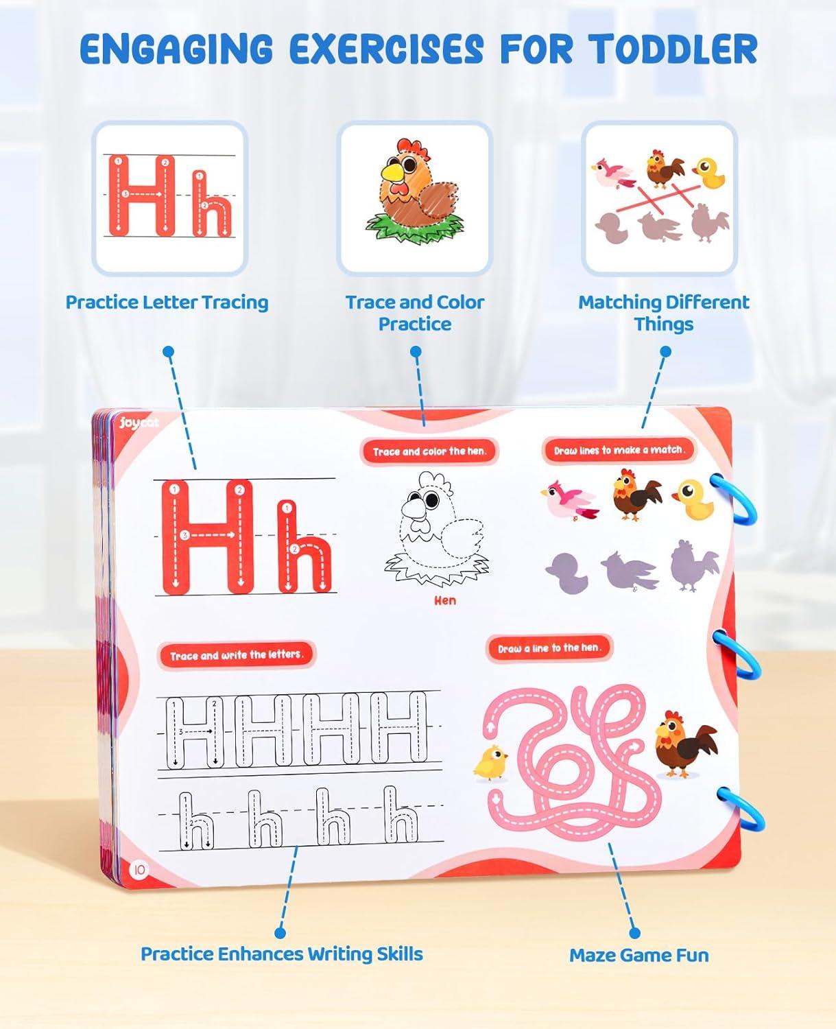 JoyCat Preschool Learning Activities Set (2-Pack) – Seek & Find Game Books and Letters Numbers Handwriting Practice Tracing Workbooks for Toddlers & Kids, Birthday Gifts for Girls and Boys Ages 3-5(1. Trace & Write)