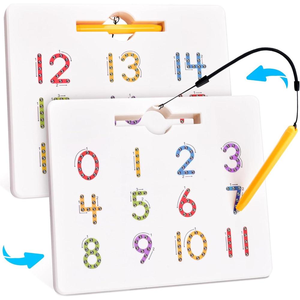 GAMENOTE Magnetic Number Tracing Board, 2 in 1 Double Sided Numbers 1-20 Writing Board for Toddlers & Kids, Preschool Handwriting Learning Toys, Educational Math Manipulatives(Number)