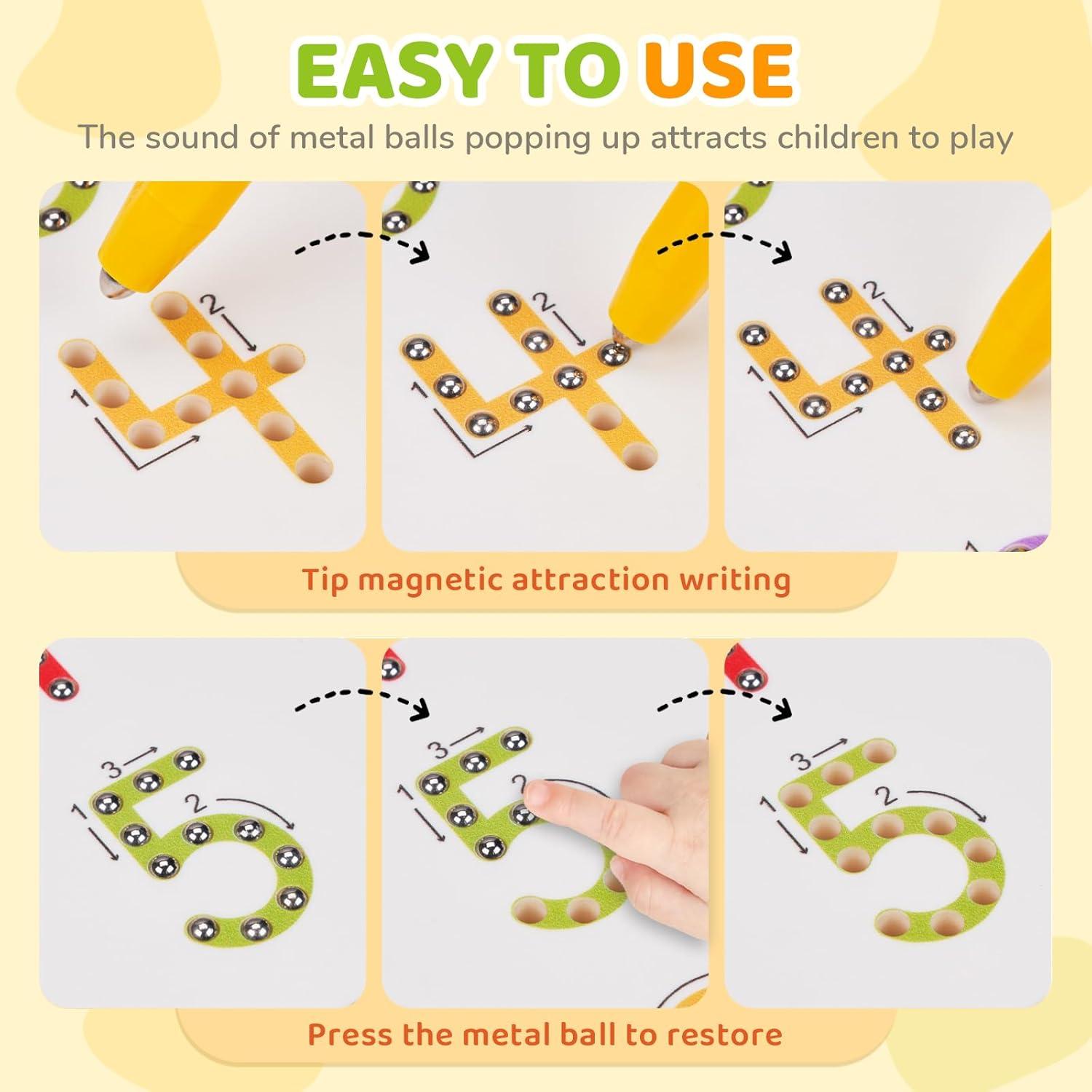 GAMENOTE Magnetic Number Tracing Board, 2 in 1 Double Sided Numbers 1-20 Writing Board for Toddlers & Kids, Preschool Handwriting Learning Toys, Educational Math Manipulatives(Number)