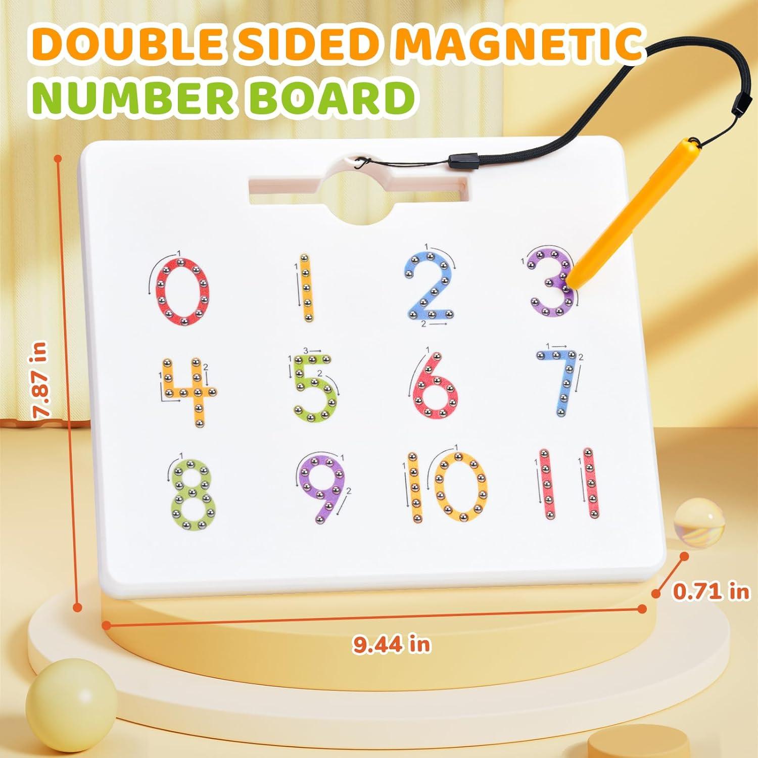 GAMENOTE Magnetic Number Tracing Board, 2 in 1 Double Sided Numbers 1-20 Writing Board for Toddlers & Kids, Preschool Handwriting Learning Toys, Educational Math Manipulatives(Number)