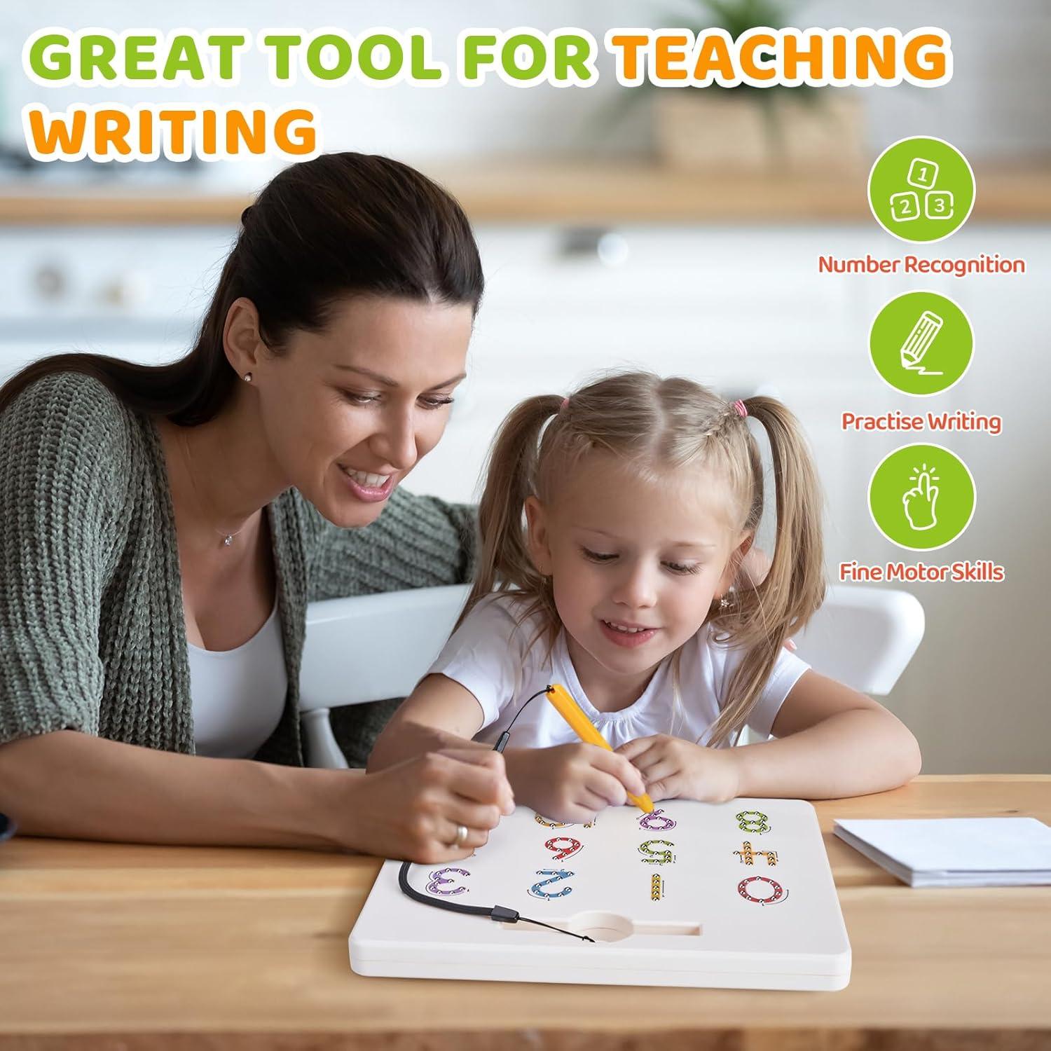 GAMENOTE Magnetic Number Tracing Board, 2 in 1 Double Sided Numbers 1-20 Writing Board for Toddlers & Kids, Preschool Handwriting Learning Toys, Educational Math Manipulatives(Number)
