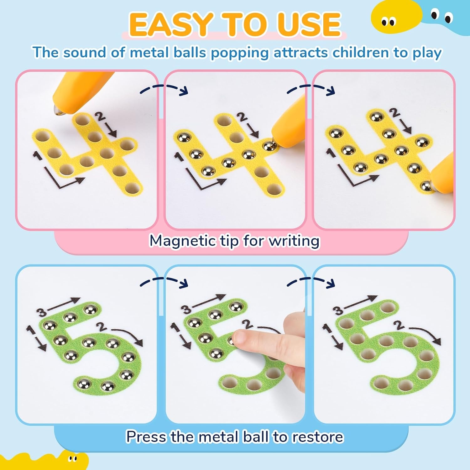 JoyCat Magnetic Shapes and Lines Tracing Board, 2-in-1 Double-Sided Pencil Control Toy for Toddlers & Kids, Preschool Educational Learning, Road Trip Car Activities, Birthday Gifts for Boys & Girls(Number 1)