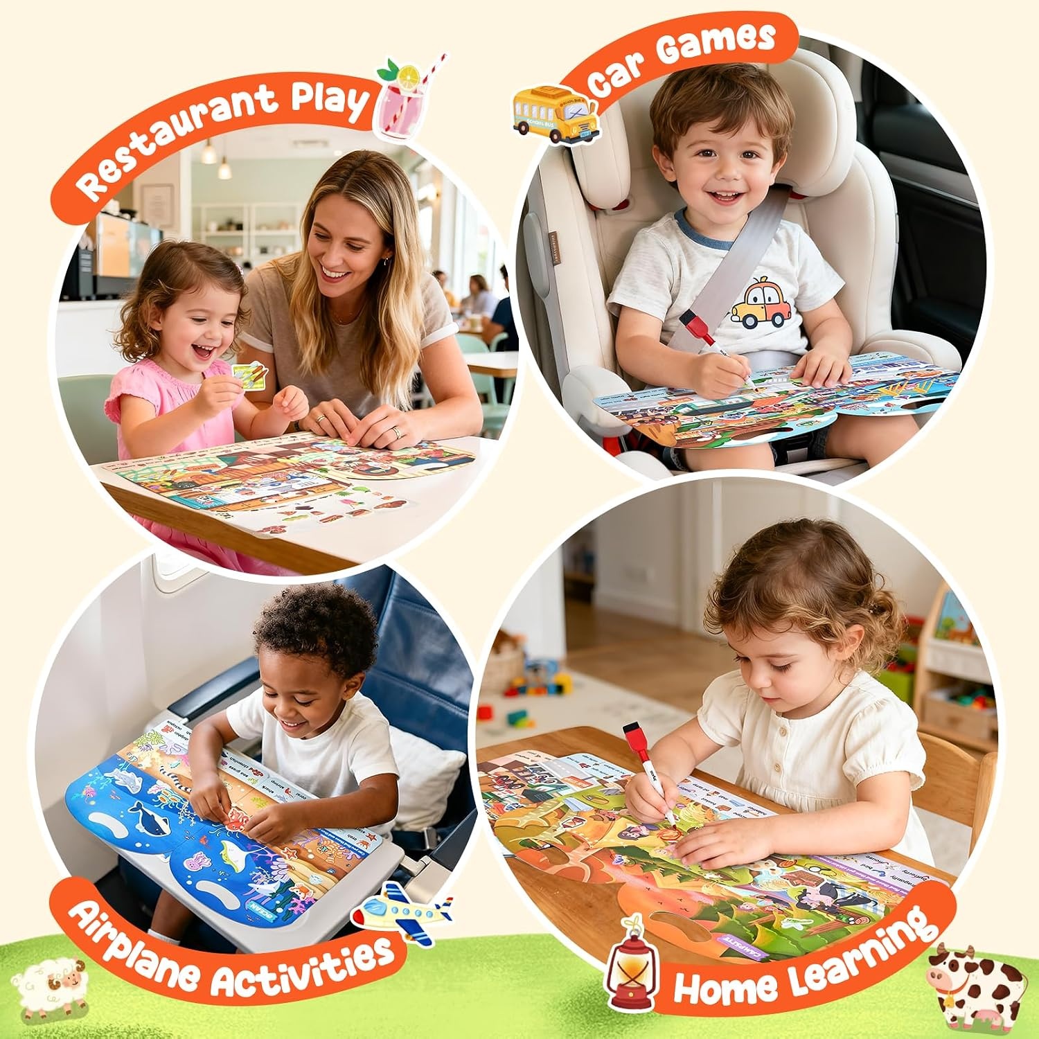 JoyCat Reusable Dress-Up Sticker Books, 3-Pack, Princess Mermaid Fashion | 200+ washable stickers, kids car activities, toddler creative play, preschool travel toy, birthday gift for 4 year old girls(4-Pack: Mixed Themes)