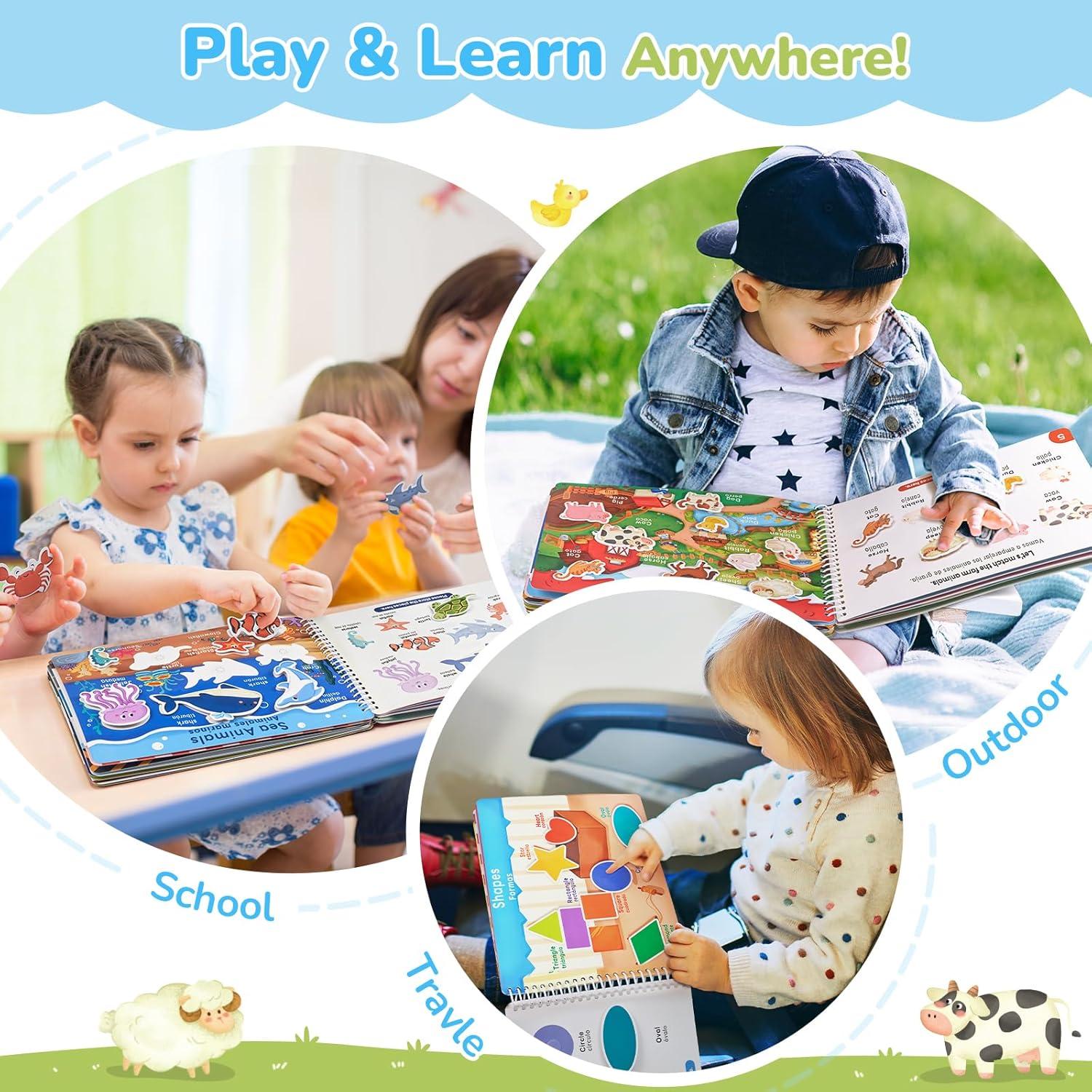 JoyCat Preschool Busy Book for Toddlers 3-5, Learning Activities, Educational Sensory Toys, Autism Learning Material, Back to School, Birthdays Presents for Boys Girls(English and Spanish Version)