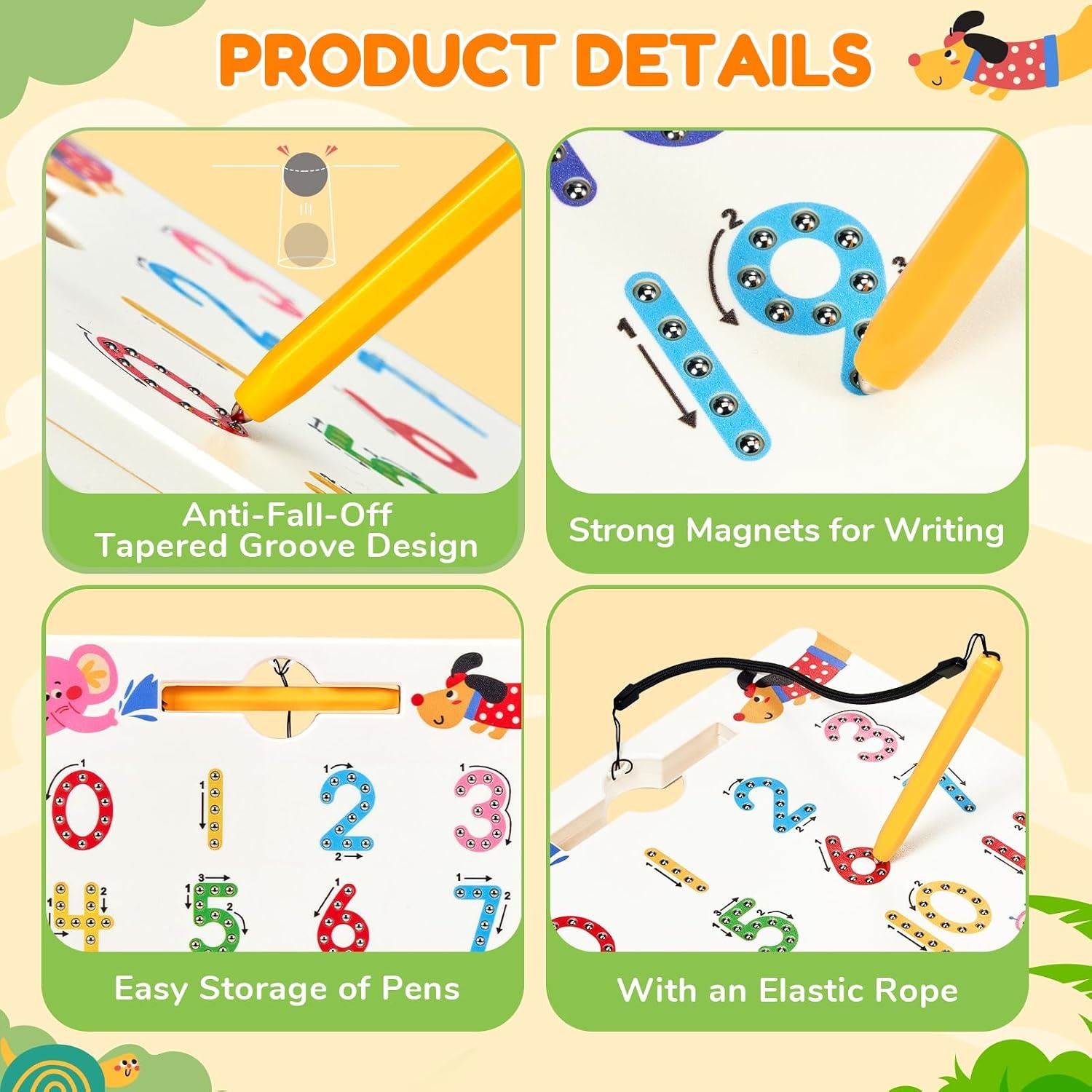 JoyCat Magnetic Shapes and Lines Tracing Board, 2-in-1 Double-Sided Pencil Control Toy for Toddlers & Kids, Preschool Educational Learning, Road Trip Car Activities, Birthday Gifts for Boys & Girls(Number 2)