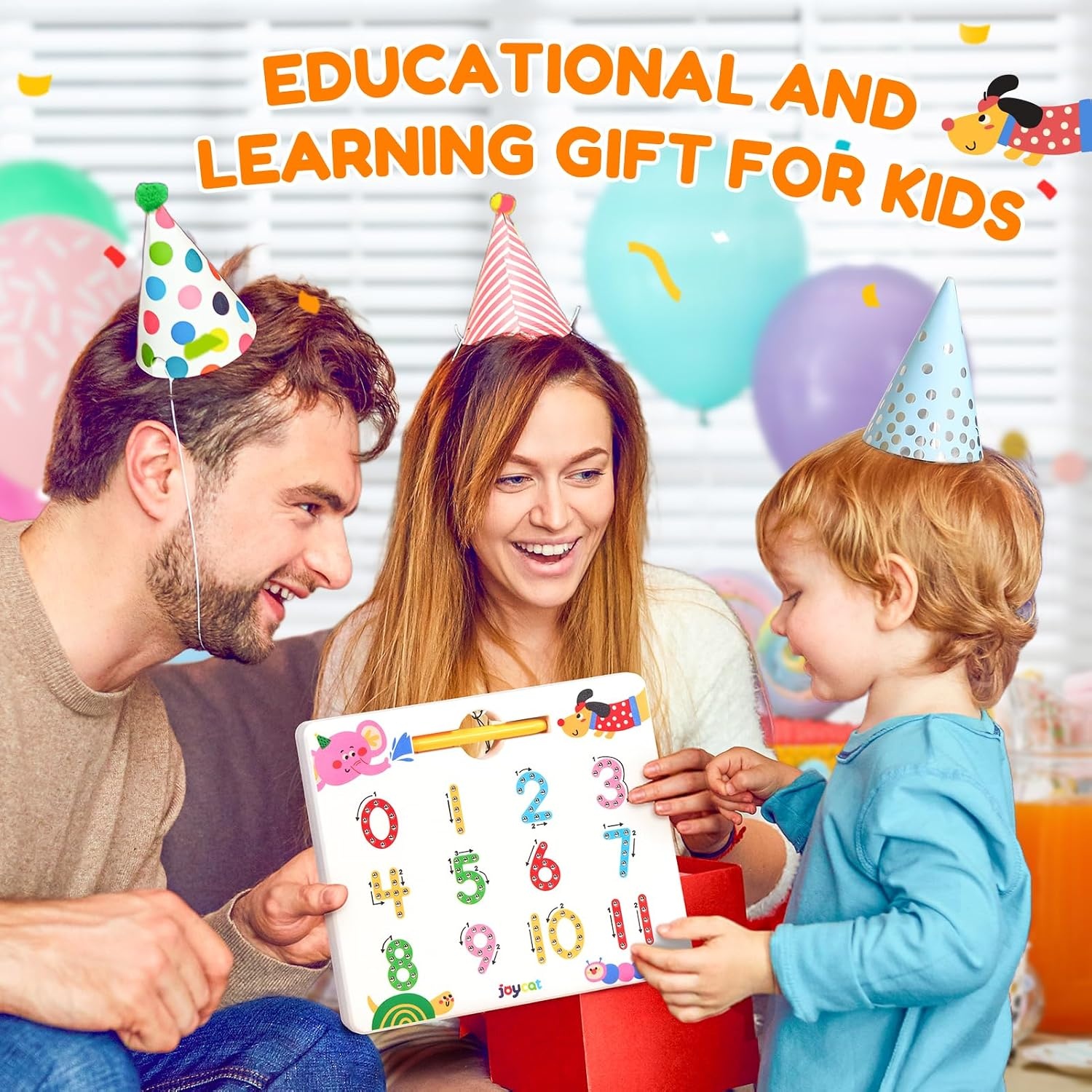 JoyCat Magnetic Shapes and Lines Tracing Board, 2-in-1 Double-Sided Pencil Control Toy for Toddlers & Kids, Preschool Educational Learning, Road Trip Car Activities, Birthday Gifts for Boys & Girls(Number 2)