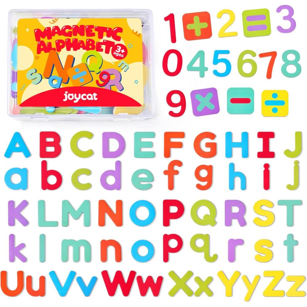 JoyCat Wooden Magnetic Letters and Numbers, Large Size Alphabet ABC 123 Fridge Magnets for Toddlers & Kids, Uppercase Lowercase, Preschool Spelling Learning Refrigerator Gift Toy Set (89 PCS)(Upper & Lower+Numbers)
