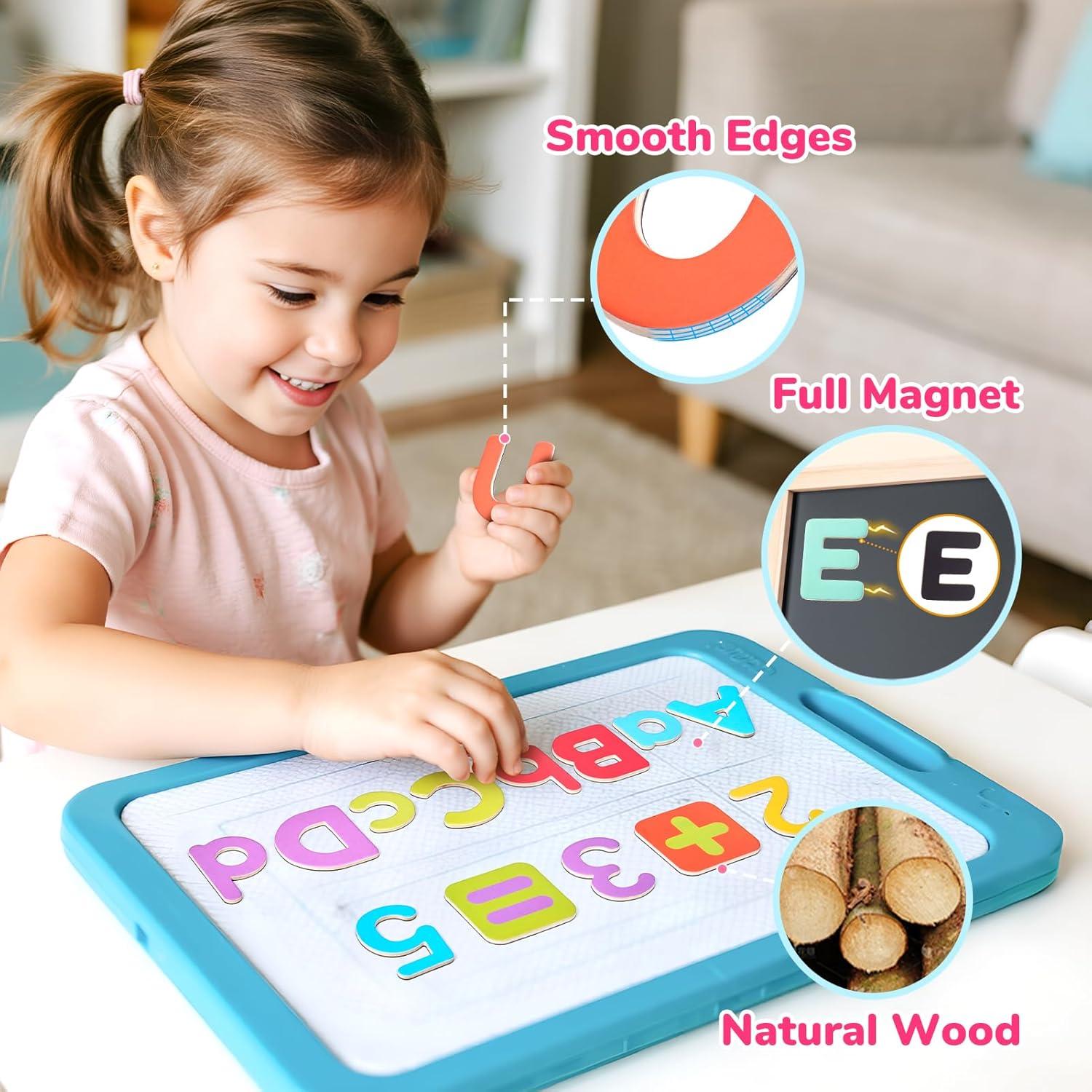 JoyCat Wooden Magnetic Letters and Numbers, Large Size Alphabet ABC 123 Fridge Magnets for Toddlers & Kids, Uppercase Lowercase, Preschool Spelling Learning Refrigerator Gift Toy Set (89 PCS)(Upper & Lower+Numbers)