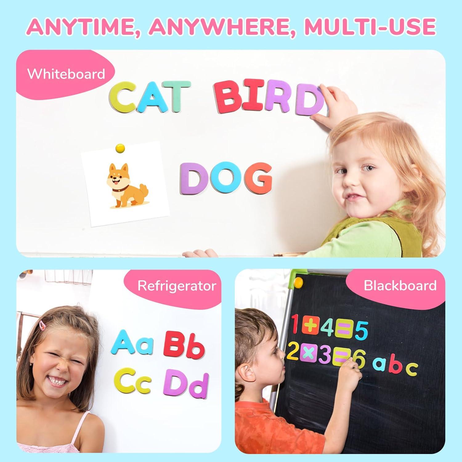 JoyCat Wooden Magnetic Letters and Numbers, Large Size Alphabet ABC 123 Fridge Magnets for Toddlers & Kids, Uppercase Lowercase, Preschool Spelling Learning Refrigerator Gift Toy Set (89 PCS)(Upper & Lower+Numbers)
