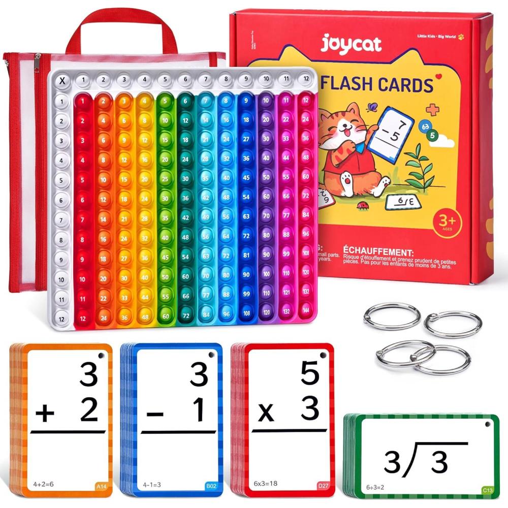 JoyCat Math Flash Cards and Chart for Kids Ages 4-8, 288 Double-Sided Flash Cards for Addition, Subtraction, Multiplication & Division, Interactive Math Learning Tool for Homeschool and Classroom(Math Flash Cards)