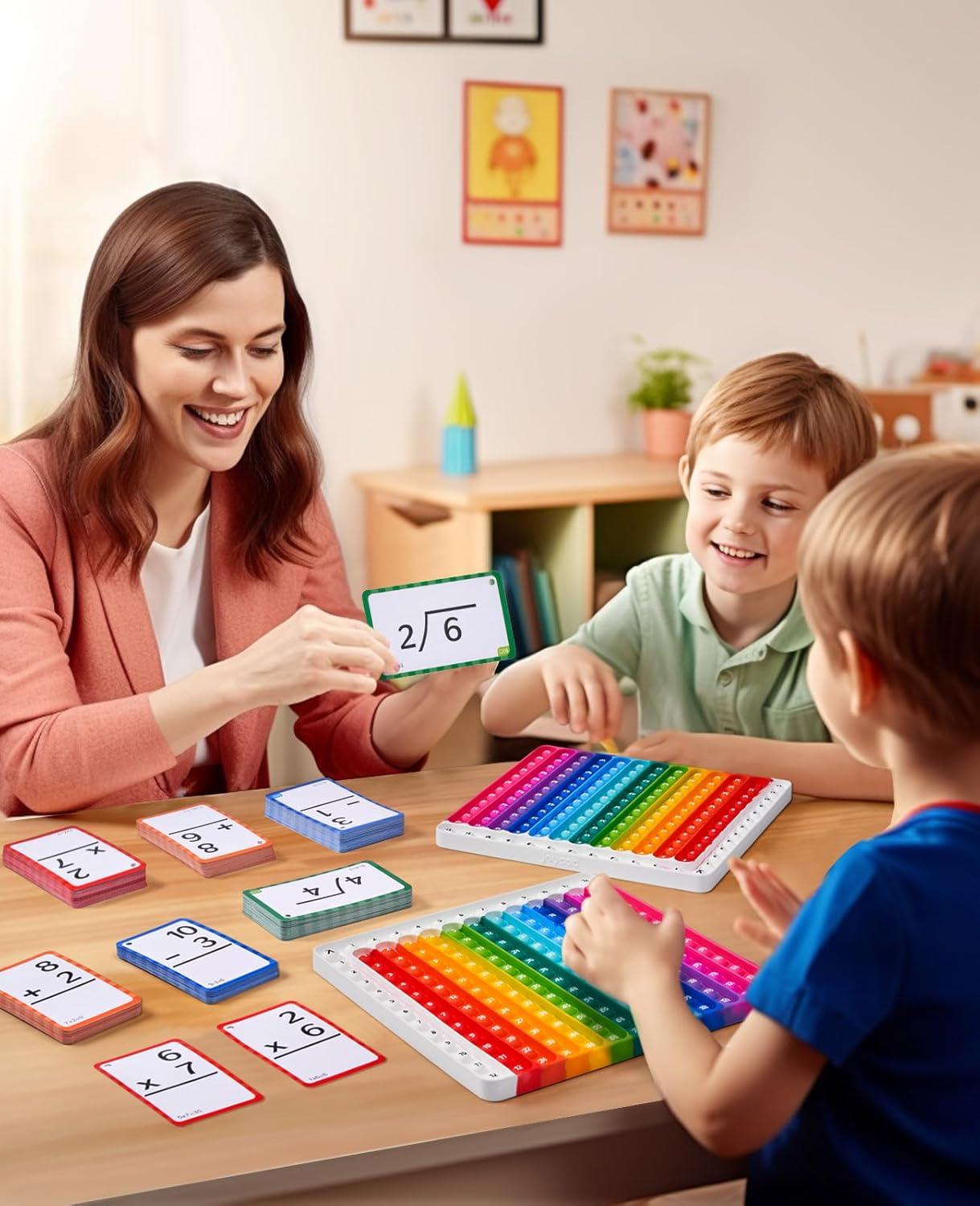 JoyCat Math Flash Cards and Chart for Kids Ages 4-8, 288 Double-Sided Flash Cards for Addition, Subtraction, Multiplication & Division, Interactive Math Learning Tool for Homeschool and Classroom(Math Flash Cards)