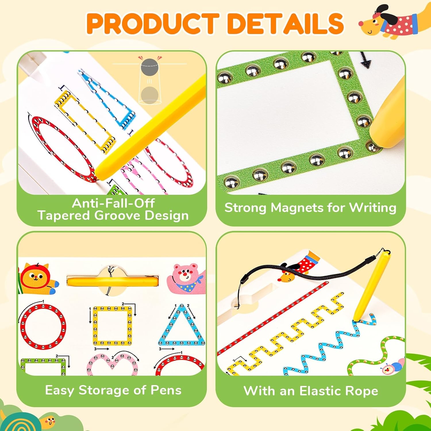 JoyCat Magnetic Shapes and Lines Tracing Board, 2-in-1 Double-Sided Pencil Control Toy for Toddlers & Kids, Preschool Educational Learning, Road Trip Car Activities, Birthday Gifts for Boys & Girls(Shape 2)