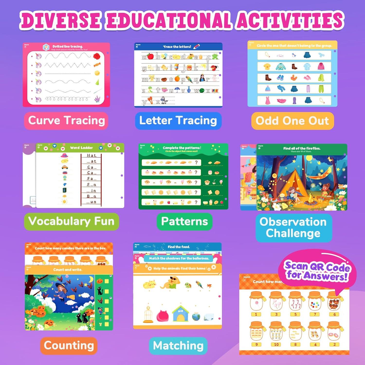 JoyCat Preschool Learning Activities Set (2-Pack) – Seek & Find Game Books and Letters Numbers Handwriting Practice Tracing Workbooks for Toddlers & Kids, Birthday Gifts for Girls and Boys Ages 3-5(3. Seek & Find Girls)