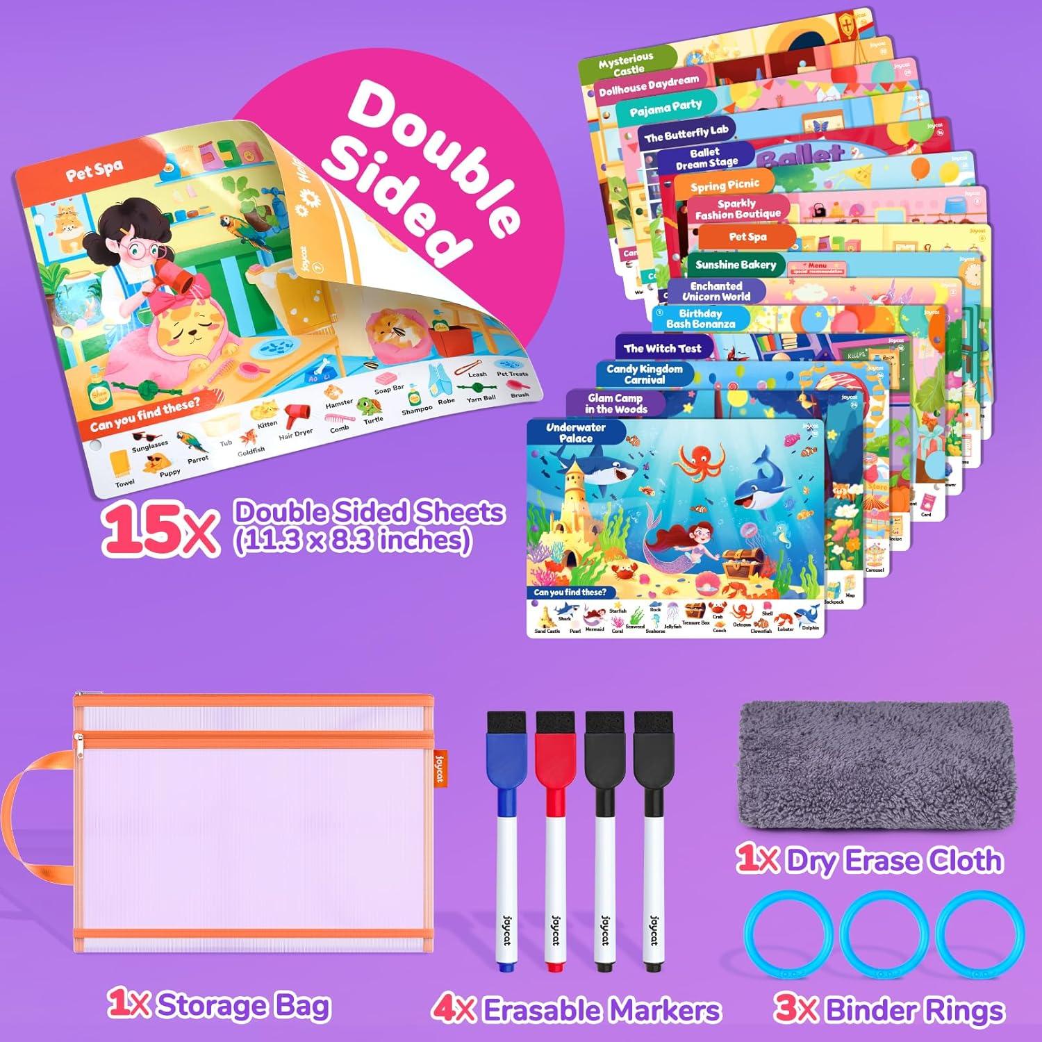 JoyCat Preschool Learning Activities Set (2-Pack) – Seek & Find Game Books and Letters Numbers Handwriting Practice Tracing Workbooks for Toddlers & Kids, Birthday Gifts for Girls and Boys Ages 3-5(3. Seek & Find Girls)