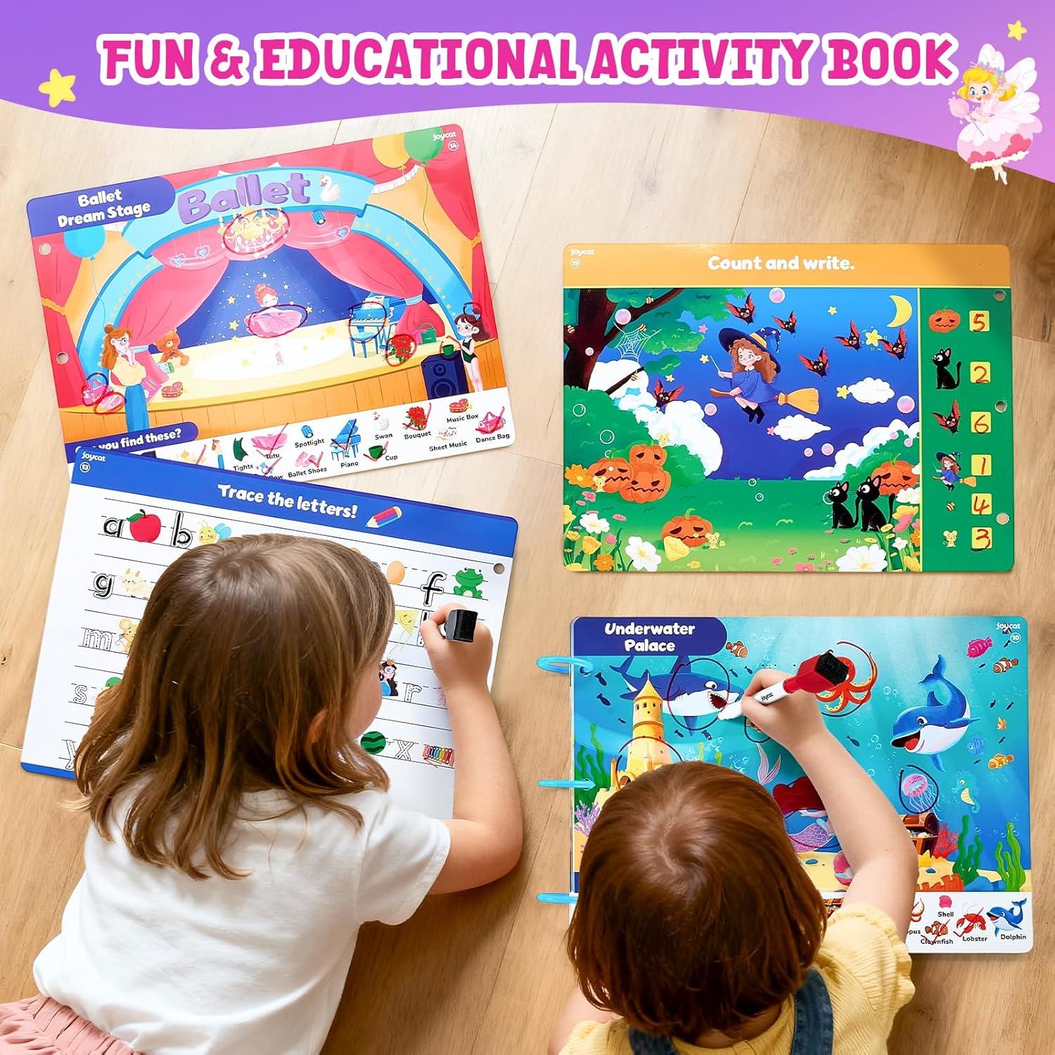 JoyCat Preschool Learning Activities Set (2-Pack) – Seek & Find Game Books and Letters Numbers Handwriting Practice Tracing Workbooks for Toddlers & Kids, Birthday Gifts for Girls and Boys Ages 3-5(3. Seek & Find Girls)