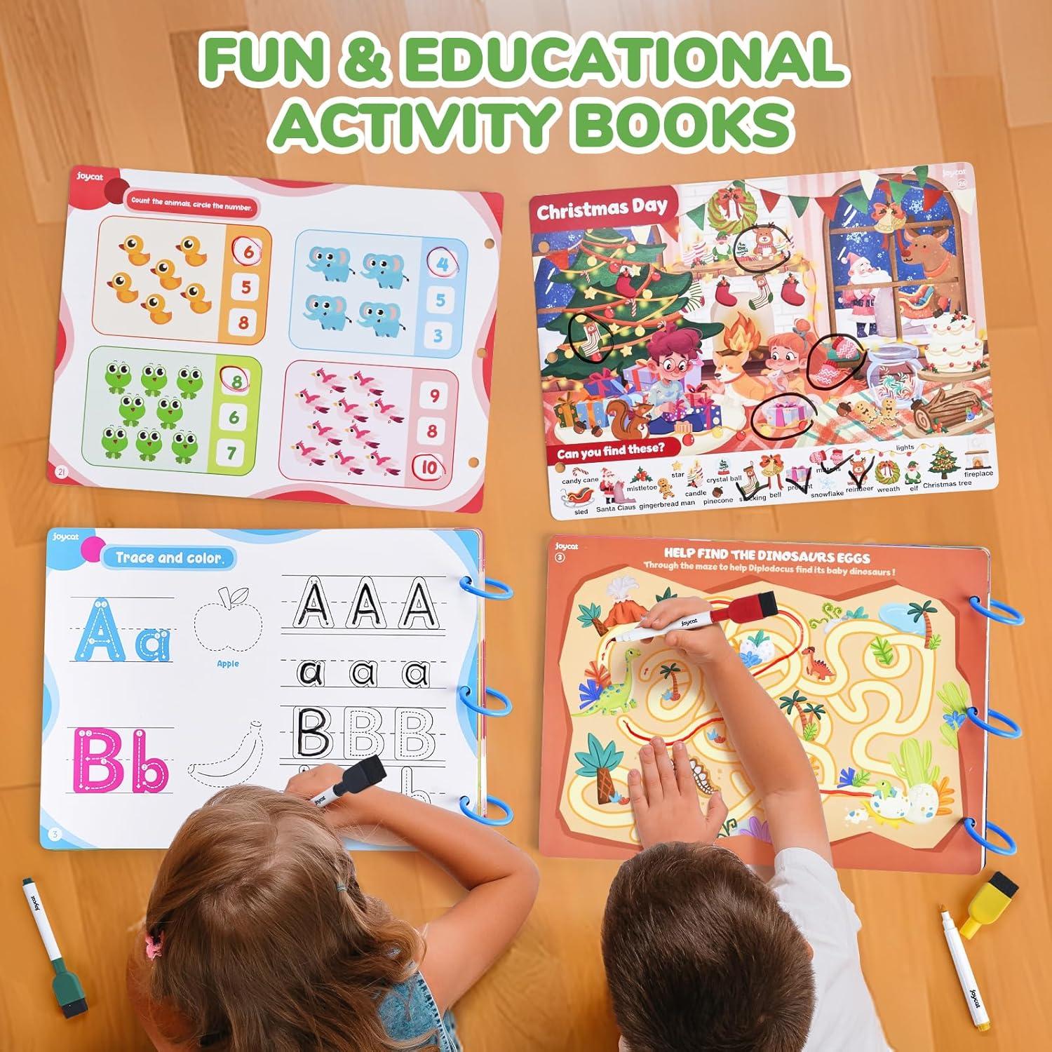 JoyCat Preschool Learning Activities Set (2-Pack) – Seek & Find Game Books and Letters Numbers Handwriting Practice Tracing Workbooks for Toddlers & Kids, Birthday Gifts for Girls and Boys Ages 3-5(6. Seek & Find+Trace & Write)