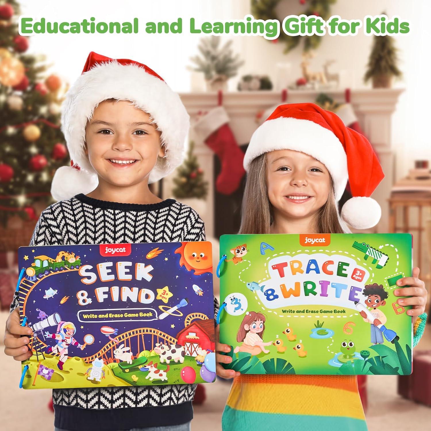 JoyCat Preschool Learning Activities Set (2-Pack) – Seek & Find Game Books and Letters Numbers Handwriting Practice Tracing Workbooks for Toddlers & Kids, Birthday Gifts for Girls and Boys Ages 3-5(6. Seek & Find+Trace & Write)