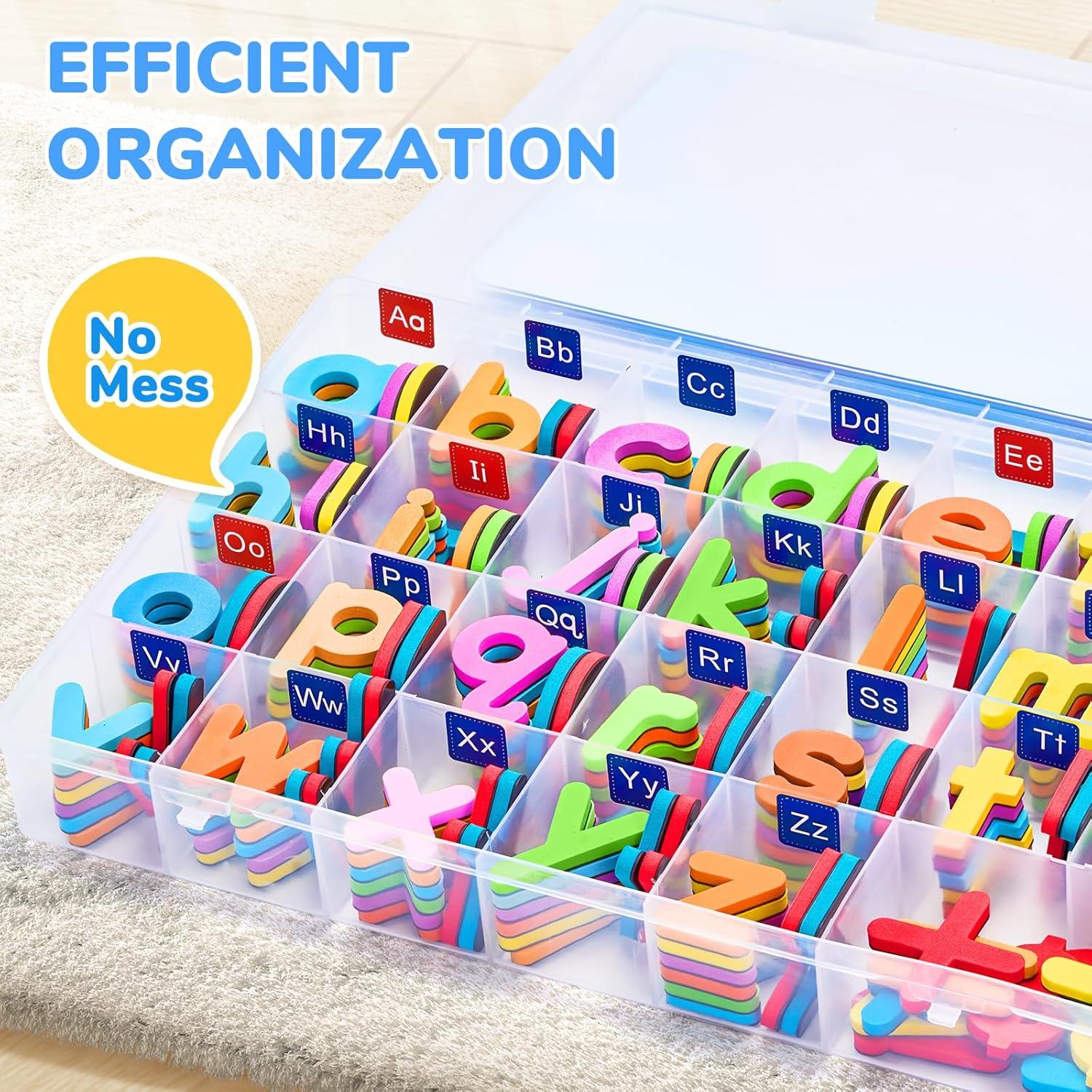 JoyCat Classroom Magnetic Letters Kit 248 Pcs with Double-Side 3D Foldable Magnetic Board – Foam Alphabet Letters&Numbers for Kids Spelling and Learning, Letter Board Tabletop Easel