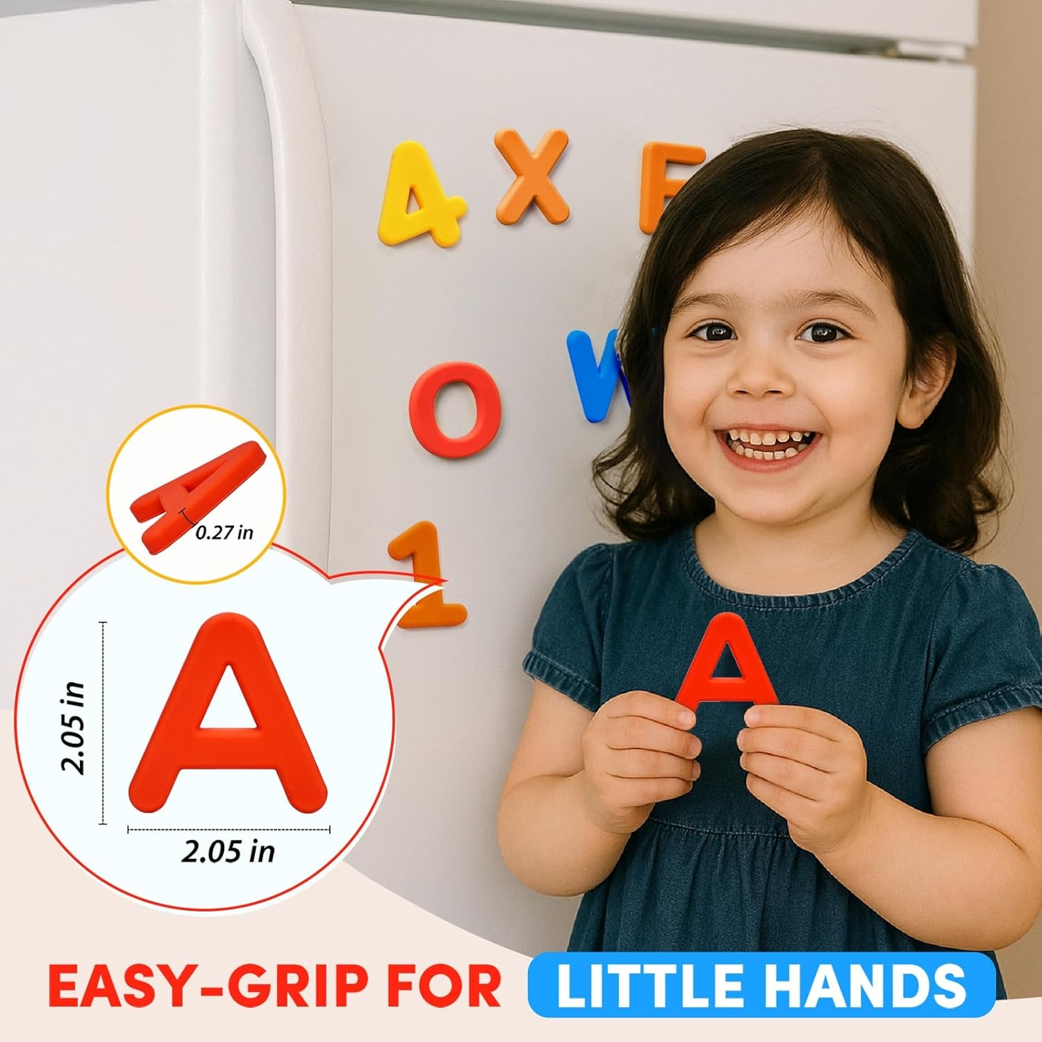 JoyCat Silicone Magnetic Letters and Numbers, 26 Uppercase Alphabet with 0-9, Fridge Magnets for Toddlers & Kids, Preschool Learning Refrigerator Toy Set, Birthday Gifts for Boys Girls (Muted Color)(Vibrant Color)