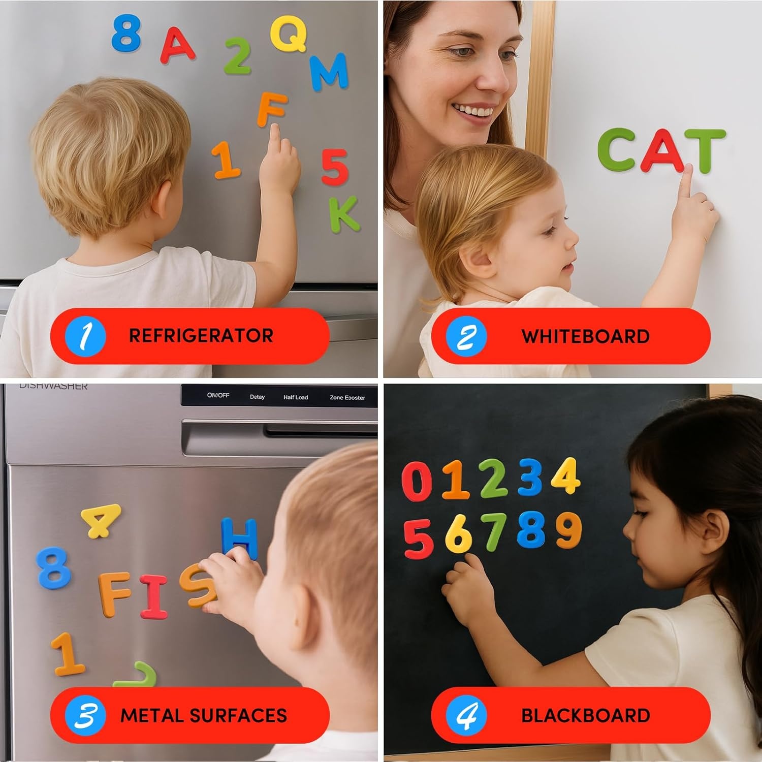 JoyCat Silicone Magnetic Letters and Numbers, 26 Uppercase Alphabet with 0-9, Fridge Magnets for Toddlers & Kids, Preschool Learning Refrigerator Toy Set, Birthday Gifts for Boys Girls (Muted Color)(Vibrant Color)