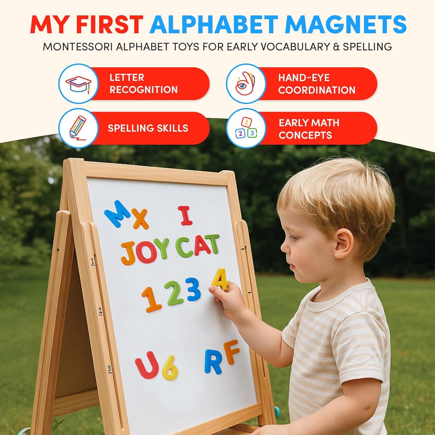 JoyCat Silicone Magnetic Letters and Numbers, 26 Uppercase Alphabet with 0-9, Fridge Magnets for Toddlers & Kids, Preschool Learning Refrigerator Toy Set, Birthday Gifts for Boys Girls (Muted Color)(Vibrant Color)