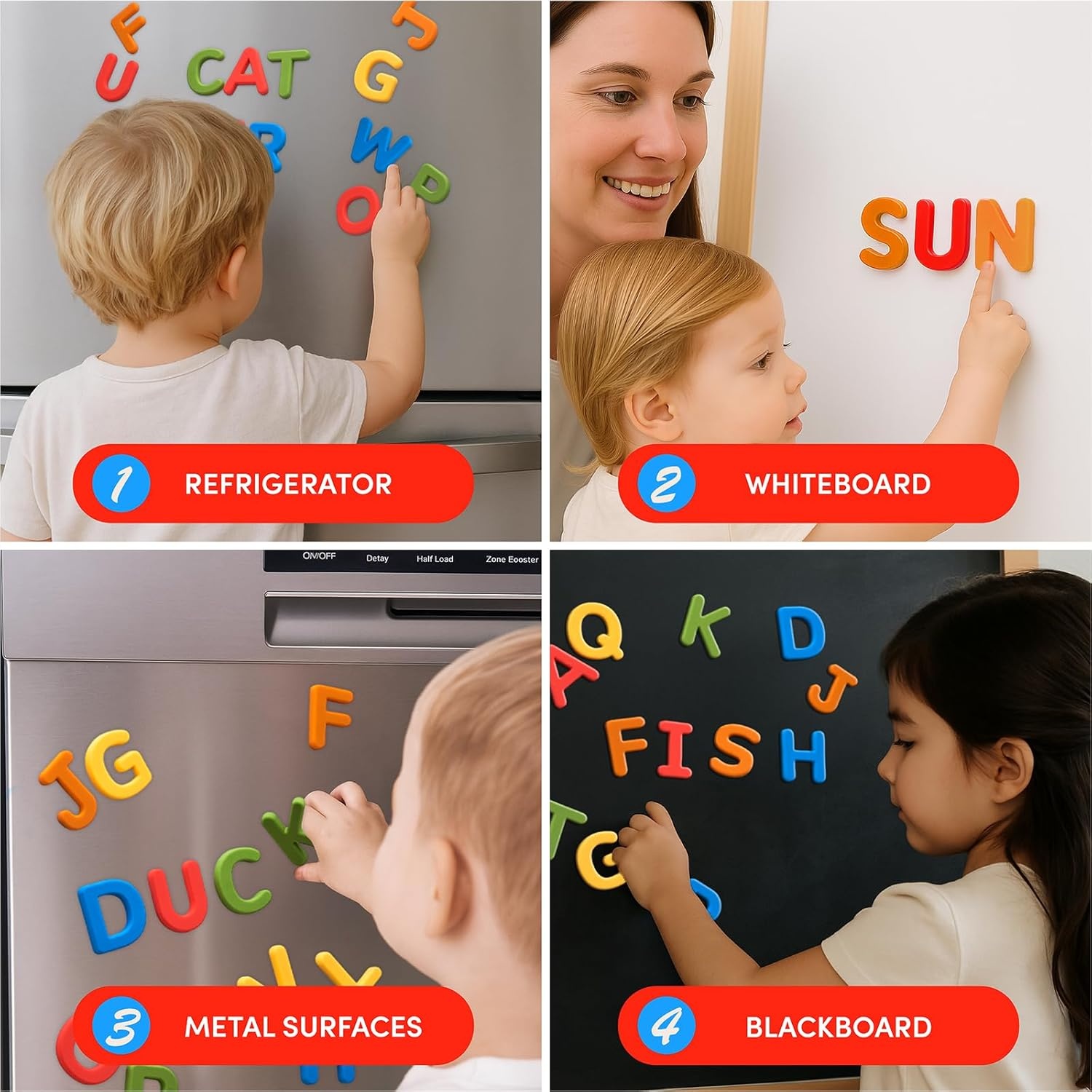 JoyCat Silicone Magnetic Letters and Numbers, 26 Uppercase Alphabet with 0-9, Fridge Magnets for Toddlers & Kids, Preschool Learning Refrigerator Toy Set, Birthday Gifts for Boys Girls (Muted Color)(Vibrant Color)