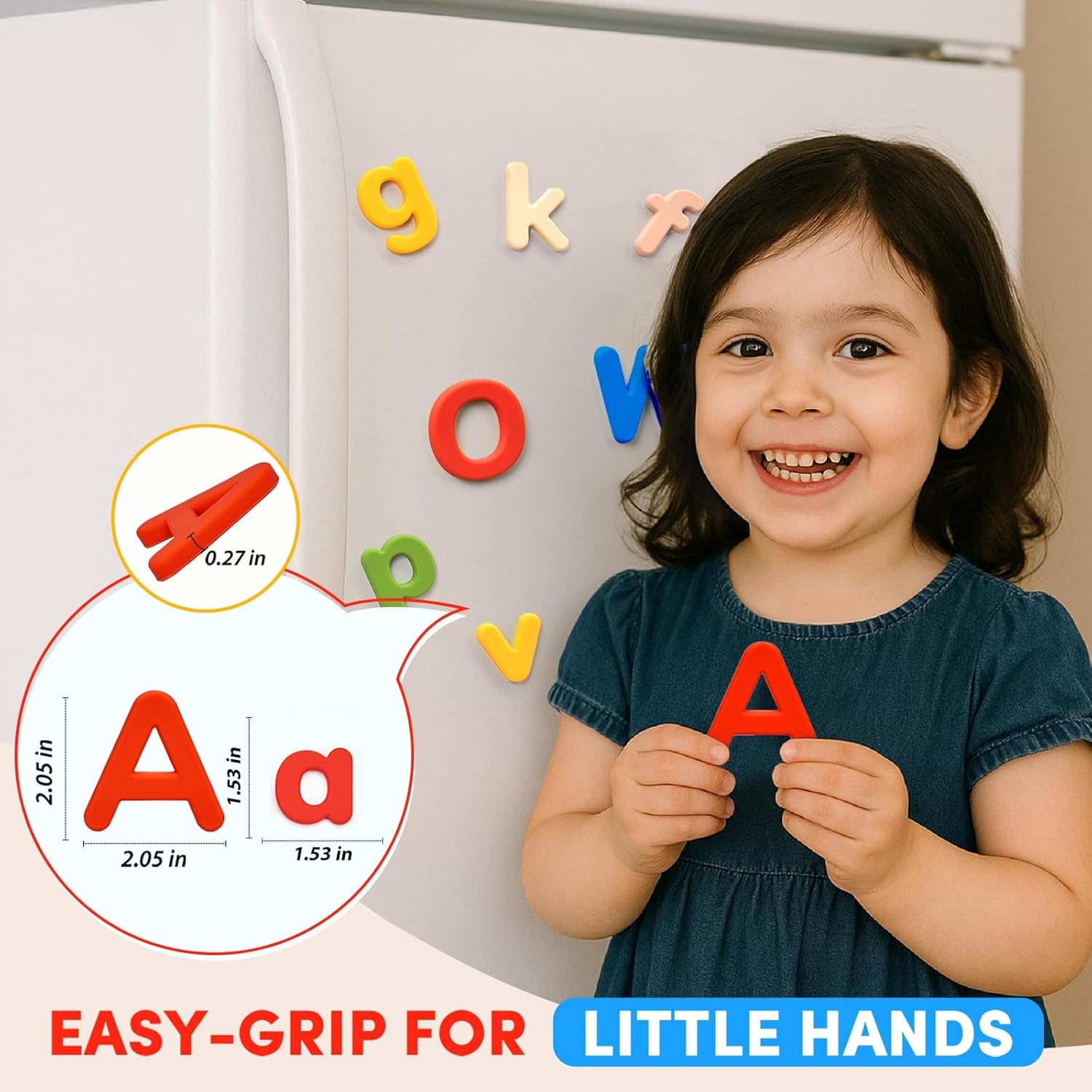 JoyCat Silicone Magnetic Letters and Numbers, 26 Uppercase Alphabet with 0-9, Fridge Magnets for Toddlers & Kids, Preschool Learning Refrigerator Toy Set, Birthday Gifts for Boys Girls (Muted Color)(Vibrant Color)