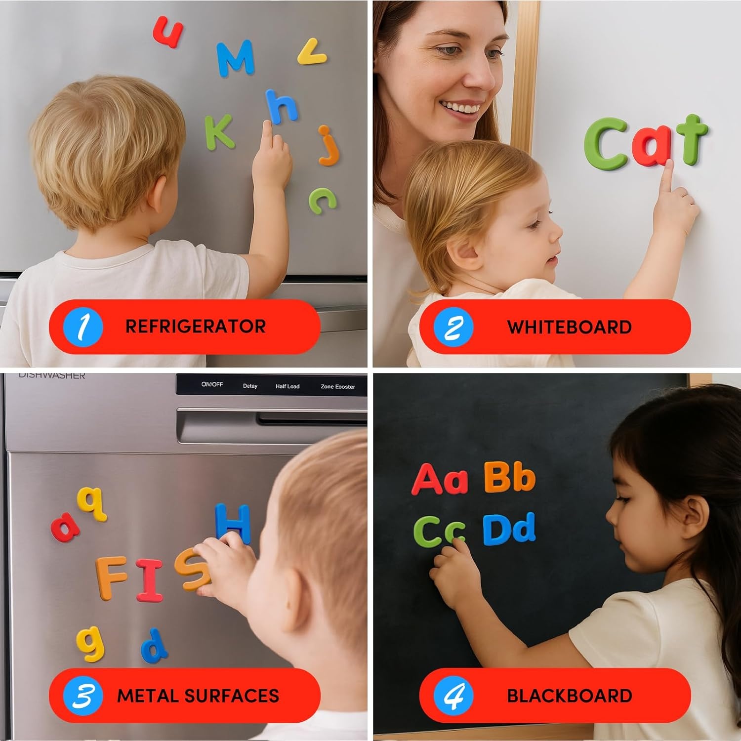 JoyCat Silicone Magnetic Letters and Numbers, 26 Uppercase Alphabet with 0-9, Fridge Magnets for Toddlers & Kids, Preschool Learning Refrigerator Toy Set, Birthday Gifts for Boys Girls (Muted Color)(Vibrant Color)