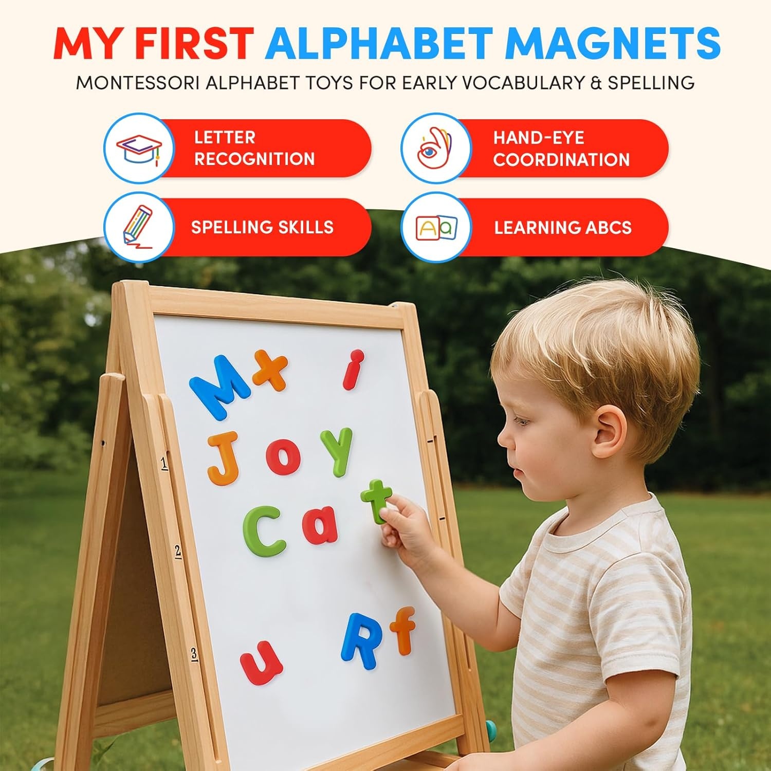 JoyCat Silicone Magnetic Letters and Numbers, 26 Uppercase Alphabet with 0-9, Fridge Magnets for Toddlers & Kids, Preschool Learning Refrigerator Toy Set, Birthday Gifts for Boys Girls (Muted Color)(Vibrant Color)