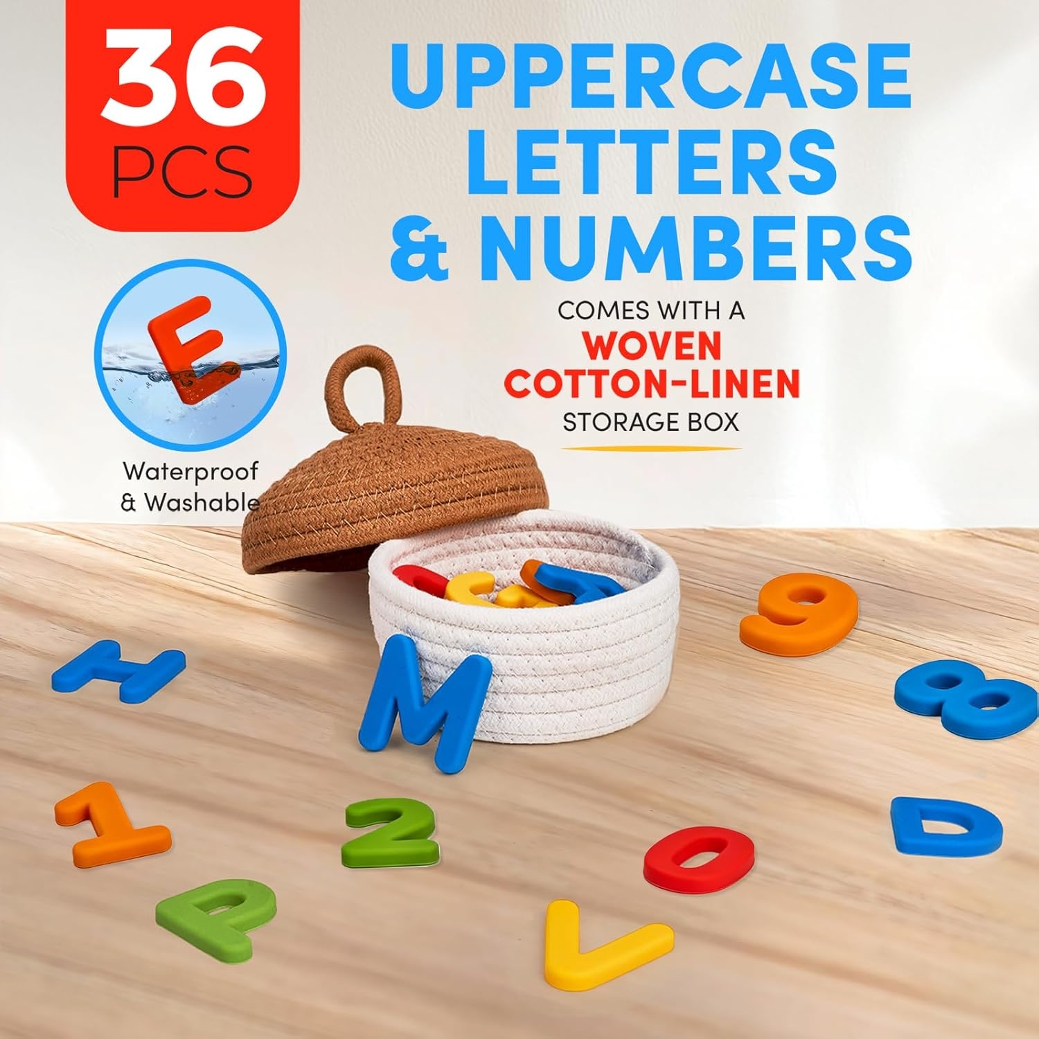 JoyCat Silicone Magnetic Letters and Numbers, 26 Uppercase Alphabet with 0-9, Fridge Magnets for Toddlers & Kids, Preschool Learning Refrigerator Toy Set, Birthday Gifts for Boys Girls (Muted Color)(Vibrant Color)