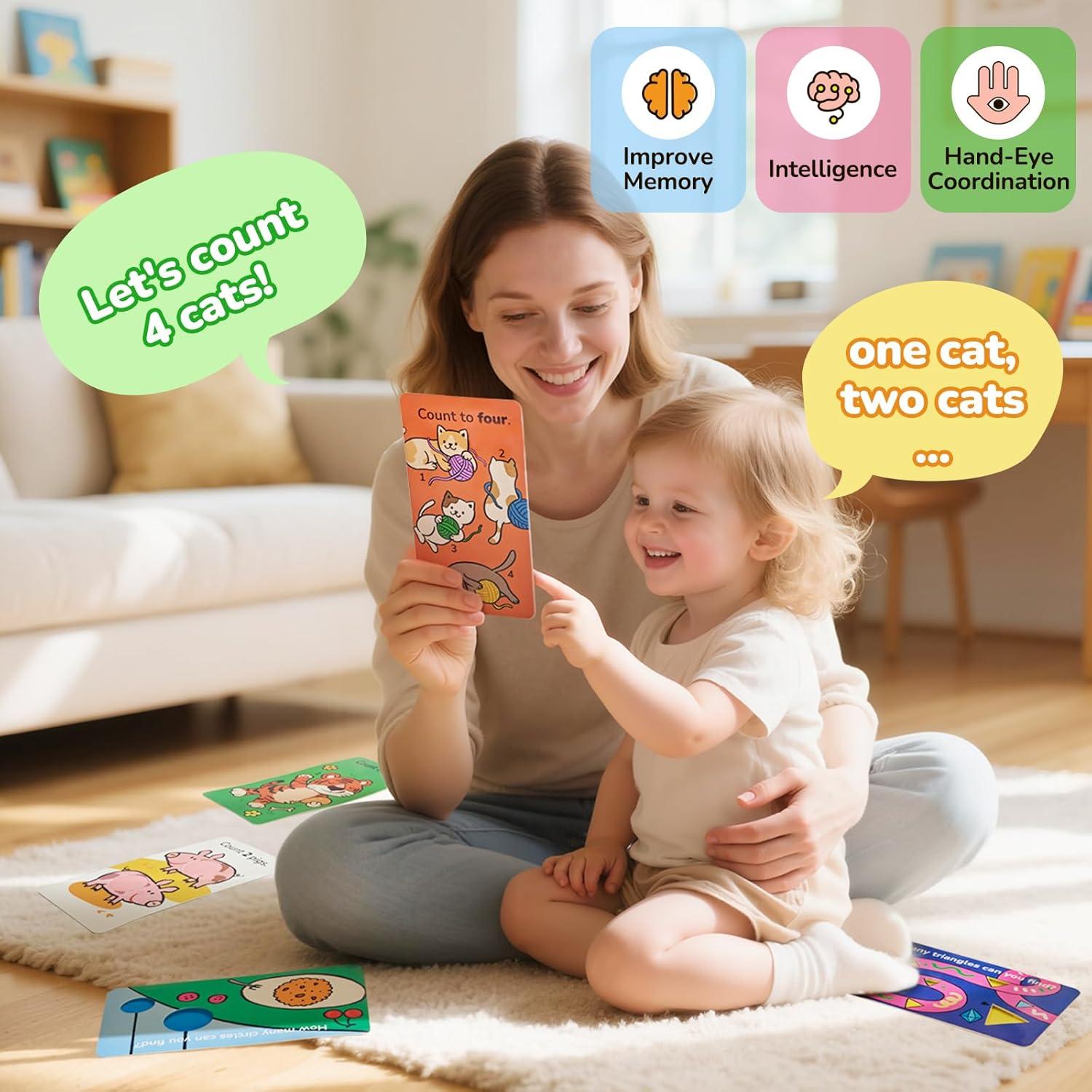 JoyCat Sensory Toys for Toddlers 2-5, 10 Double-Sided Touch and Feel Number Cards + 3 Shape & Color Cards, Montessori Toys for Early Math Learning, Early Development Interactive Tools for Homeschool