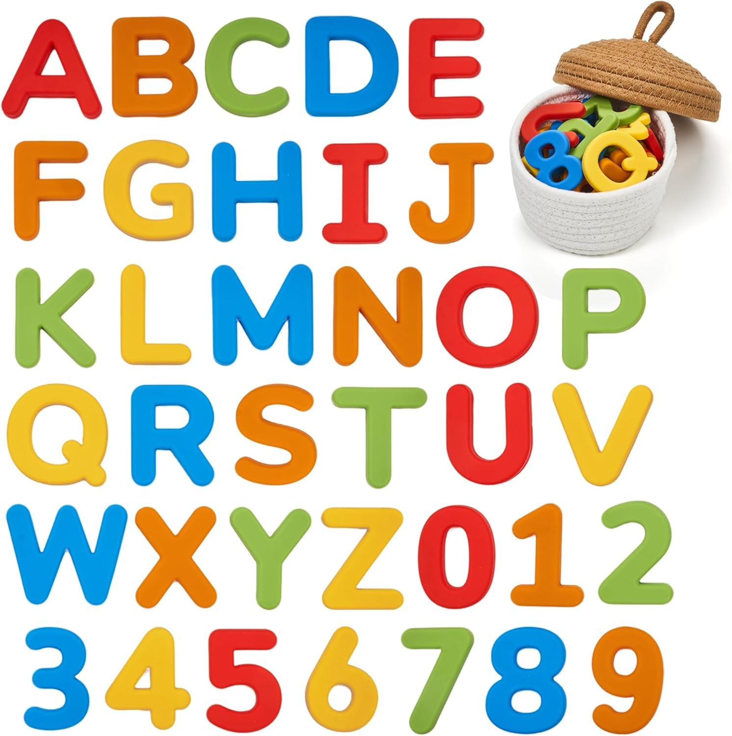 JoyCat Silicone Alphabet Magnetic Letters, 26 Lowercase ABC Fridge Magnets for Toddlers & Kids, Preschool Learning Refrigerator Toy Set, Birthday Gifts for Boys Girls (Muted Color)(Vibrant Color)