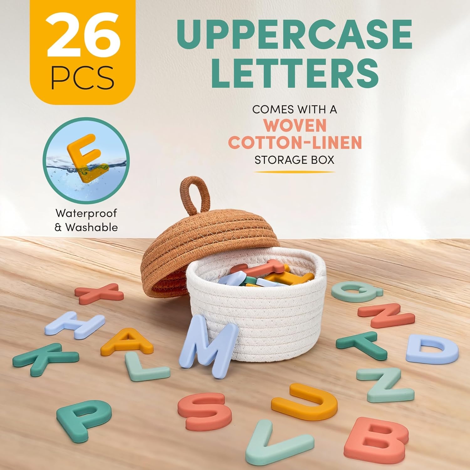 JoyCat Silicone Magnetic Letters and Numbers, 26 Uppercase Alphabet with 0-9, Fridge Magnets for Toddlers & Kids, Preschool Learning Refrigerator Toy Set, Birthday Gifts for Boys Girls (Muted Color)(Subtle Color)