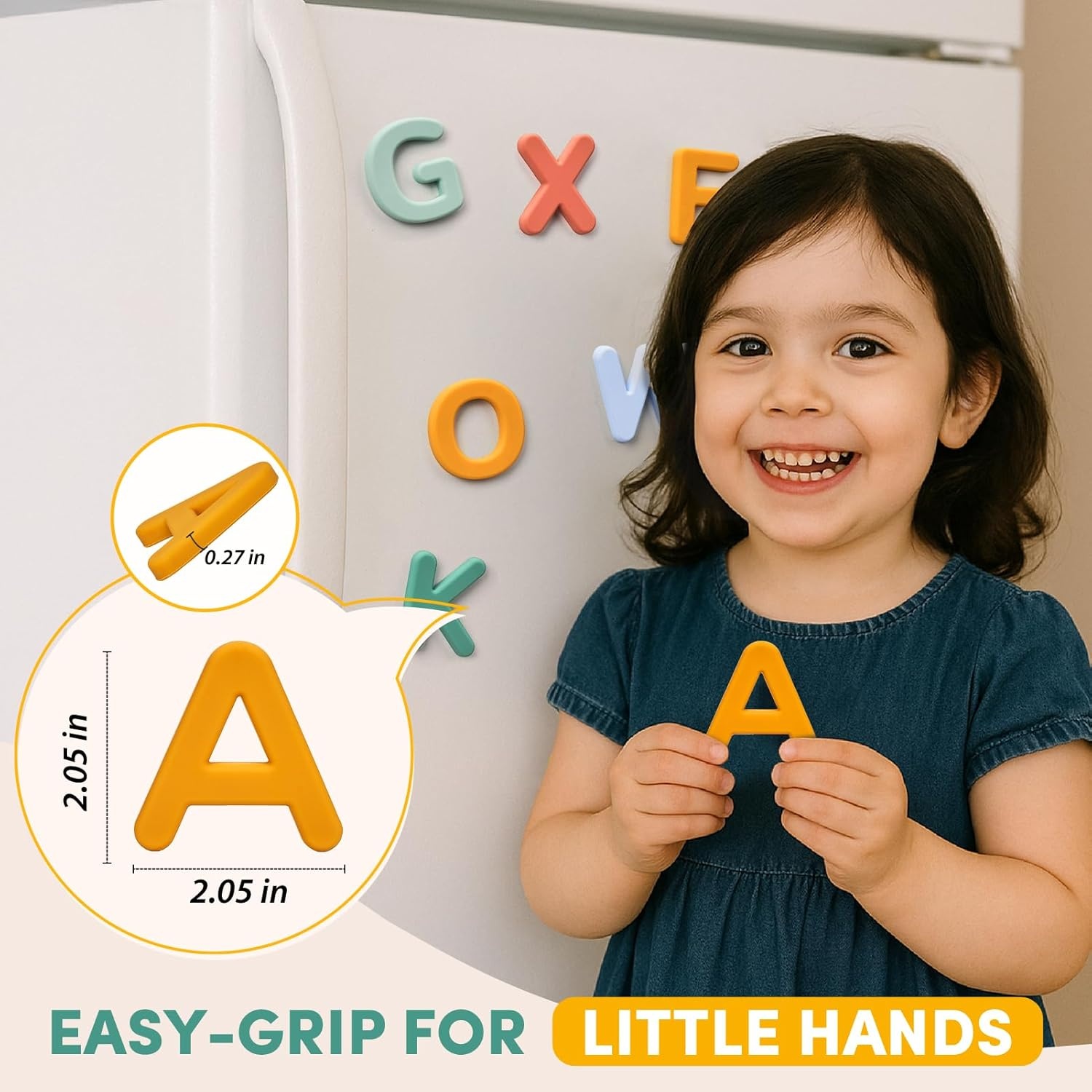 JoyCat Silicone Magnetic Letters and Numbers, 26 Uppercase Alphabet with 0-9, Fridge Magnets for Toddlers & Kids, Preschool Learning Refrigerator Toy Set, Birthday Gifts for Boys Girls (Muted Color)(Subtle Color)