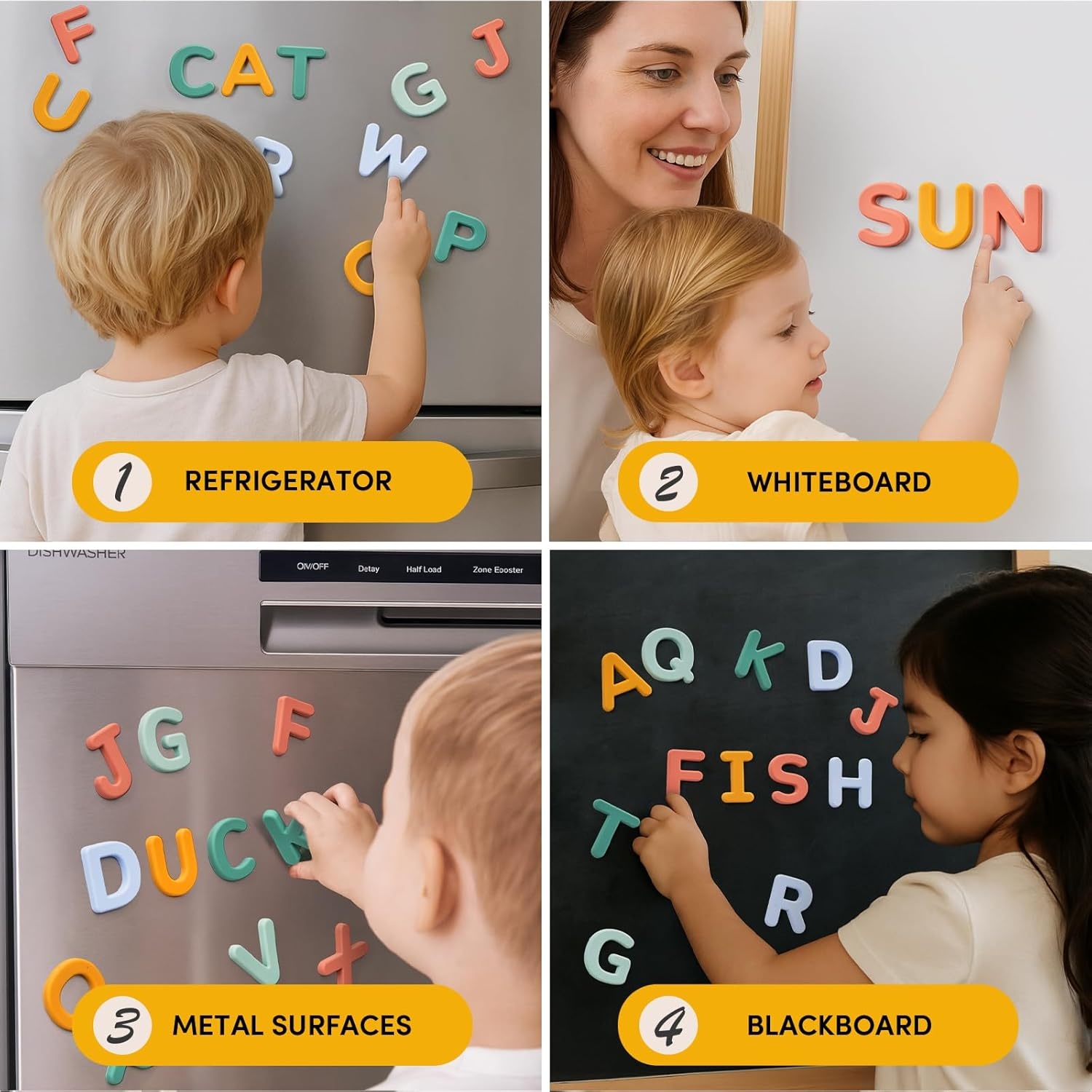 JoyCat Silicone Magnetic Letters and Numbers, 26 Uppercase Alphabet with 0-9, Fridge Magnets for Toddlers & Kids, Preschool Learning Refrigerator Toy Set, Birthday Gifts for Boys Girls (Muted Color)(Subtle Color)