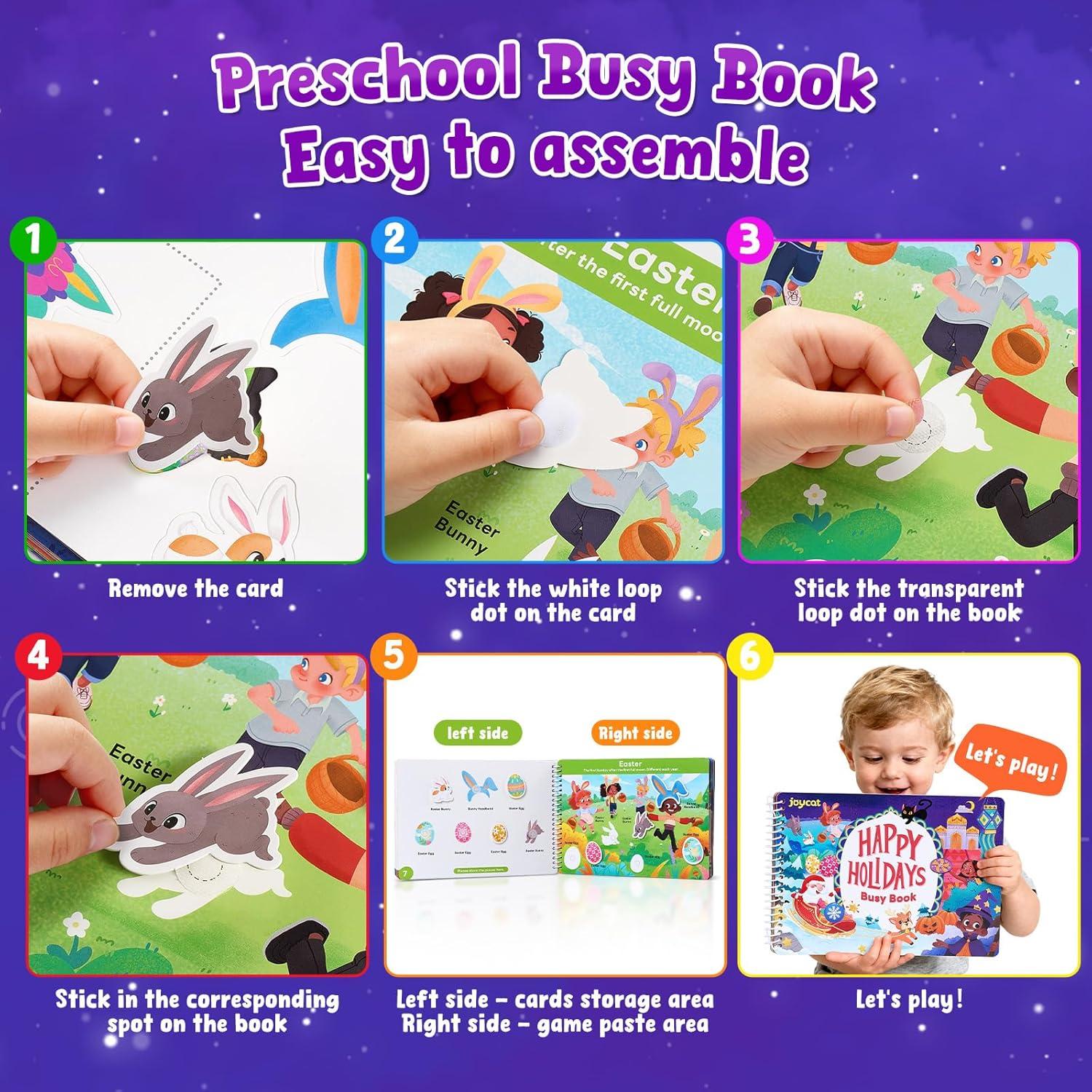 JoyCat Preschool Busy Book for Toddlers 3-5, Learning Activities, Educational Sensory Toys, Autism Learning Material, Back to School, Birthdays Presents for Boys Girls(Holidays)