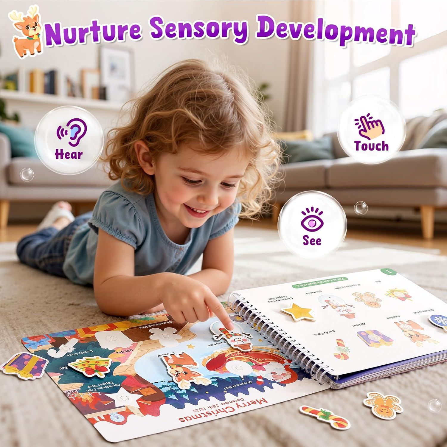 JoyCat Preschool Busy Book for Toddlers 3-5, Learning Activities, Educational Sensory Toys, Autism Learning Material, Back to School, Birthdays Presents for Boys Girls(Holidays)