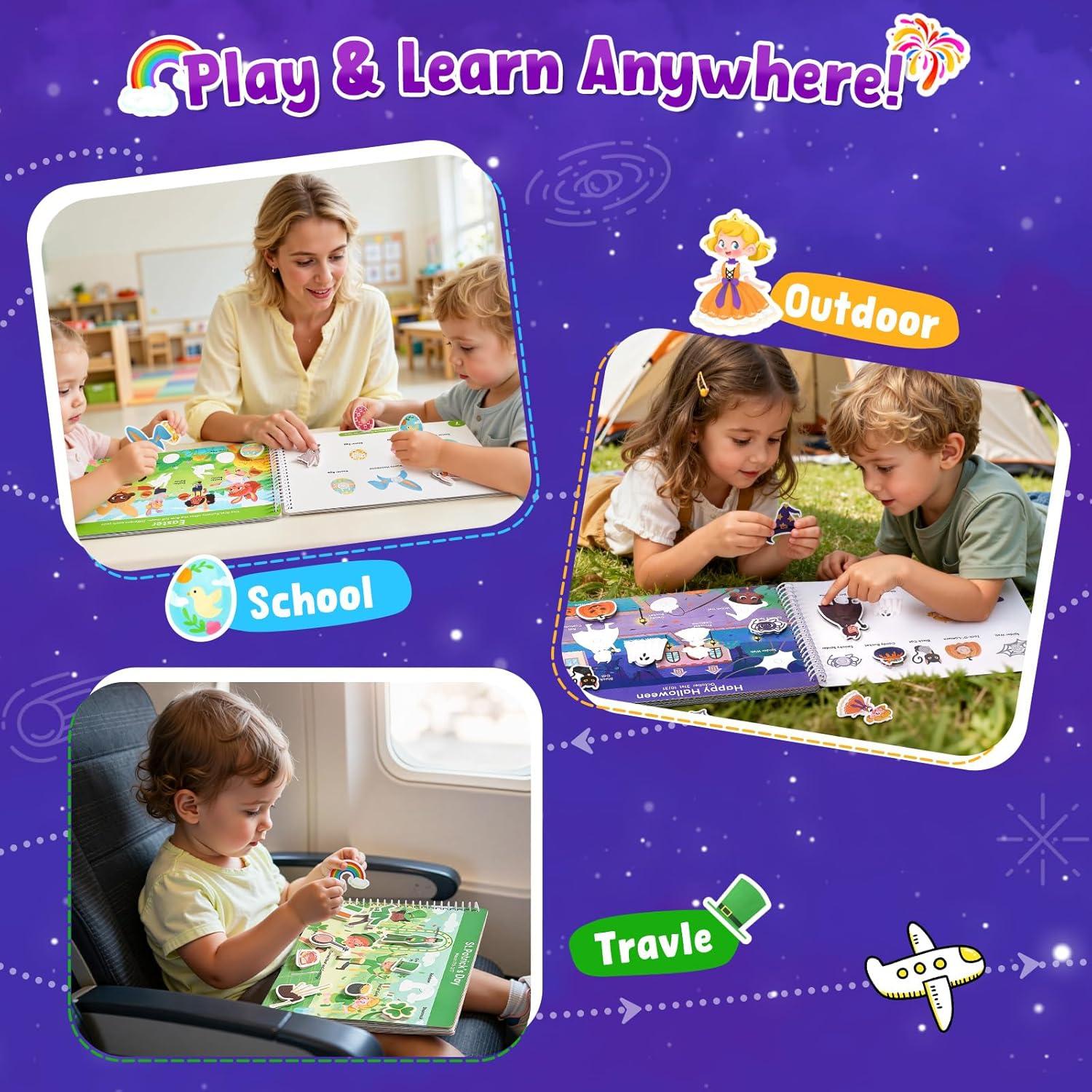 JoyCat Preschool Busy Book for Toddlers 3-5, Learning Activities, Educational Sensory Toys, Autism Learning Material, Back to School, Birthdays Presents for Boys Girls(Holidays)