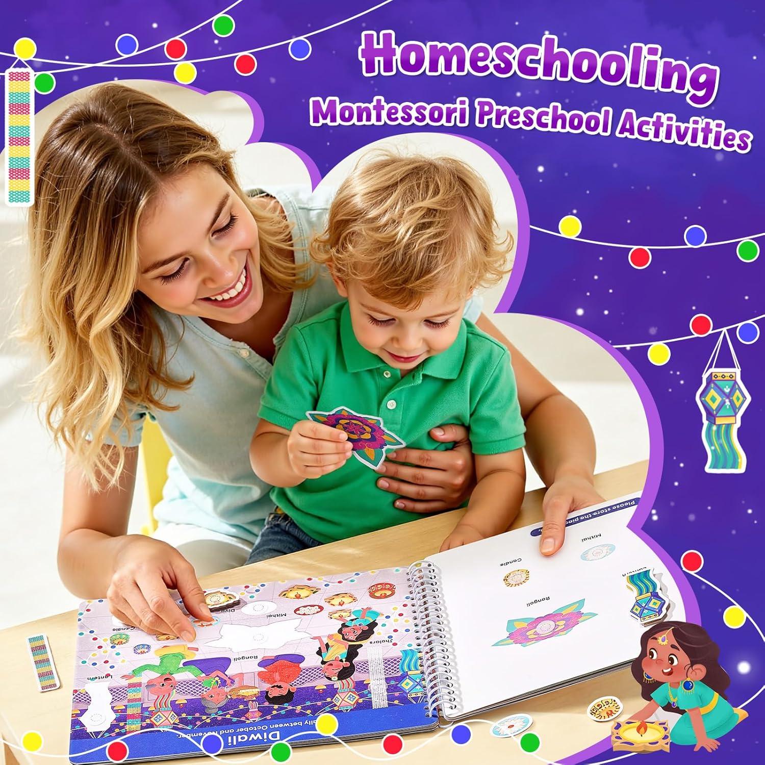 JoyCat Preschool Busy Book for Toddlers 3-5, Learning Activities, Educational Sensory Toys, Autism Learning Material, Back to School, Birthdays Presents for Boys Girls(Holidays)