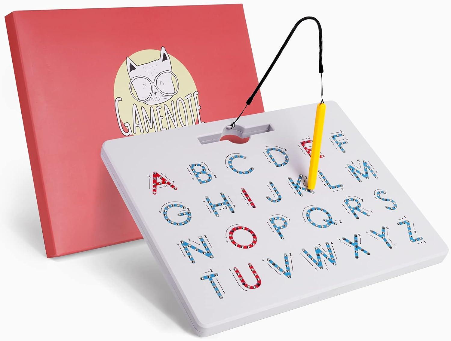 GAMENOTE Magnetic Number Tracing Board, 2 in 1 Double Sided Numbers 1-20 Writing Board for Toddlers & Kids, Preschool Handwriting Learning Toys, Educational Math Manipulatives(Letter)