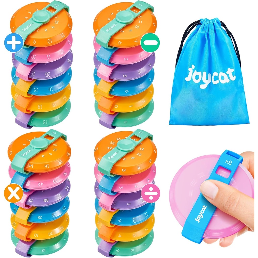 JoyCat Math Fidget Spinners, Multiplication Fidget Toys for Kids (6 Pcs)(24 Pcs Four-Operation Set)