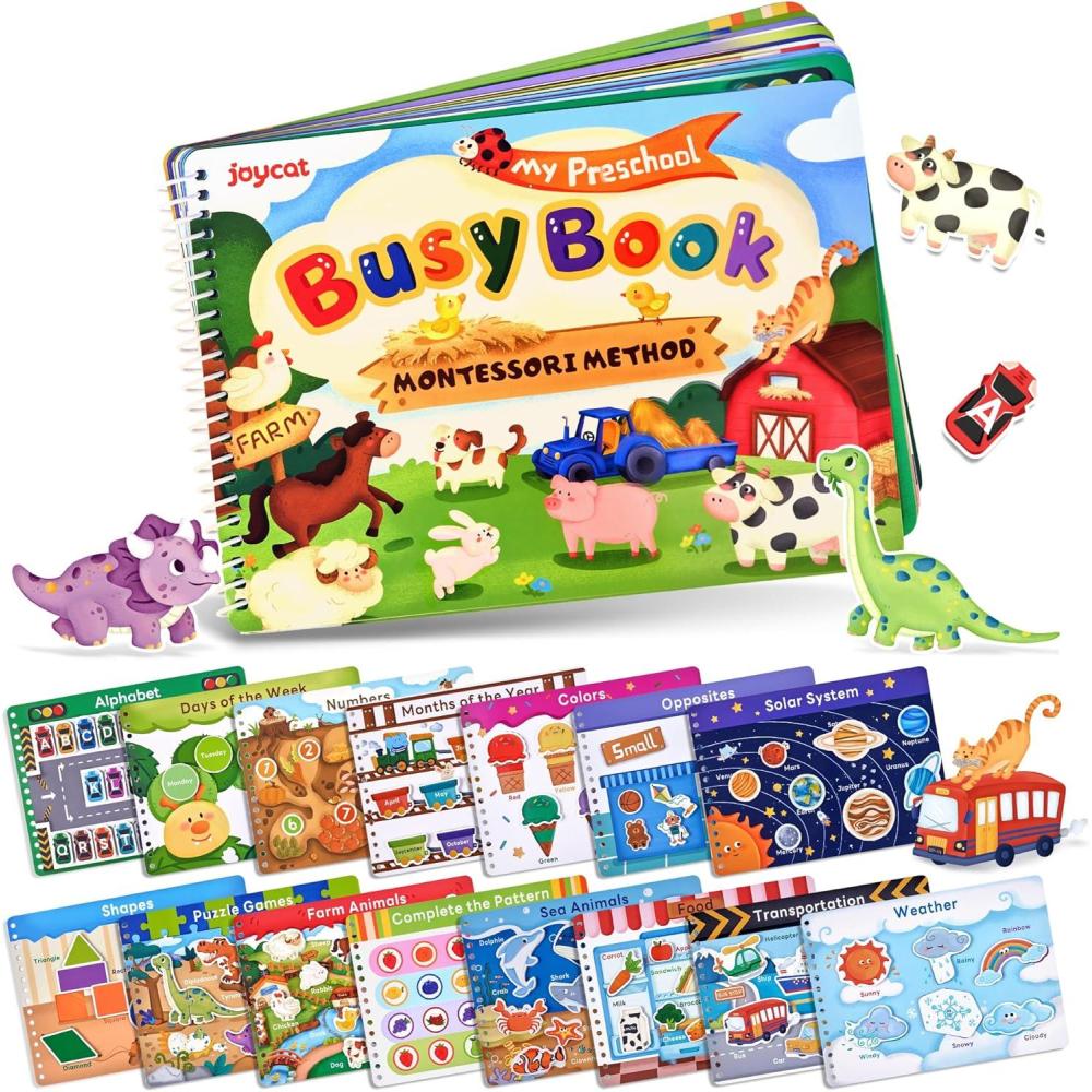 JoyCat Preschool Busy Book for Toddlers 3-5, Learning Activities, Educational Sensory Toys, Autism Learning Material, Back to School, Birthdays Presents for Boys Girls(English Version)