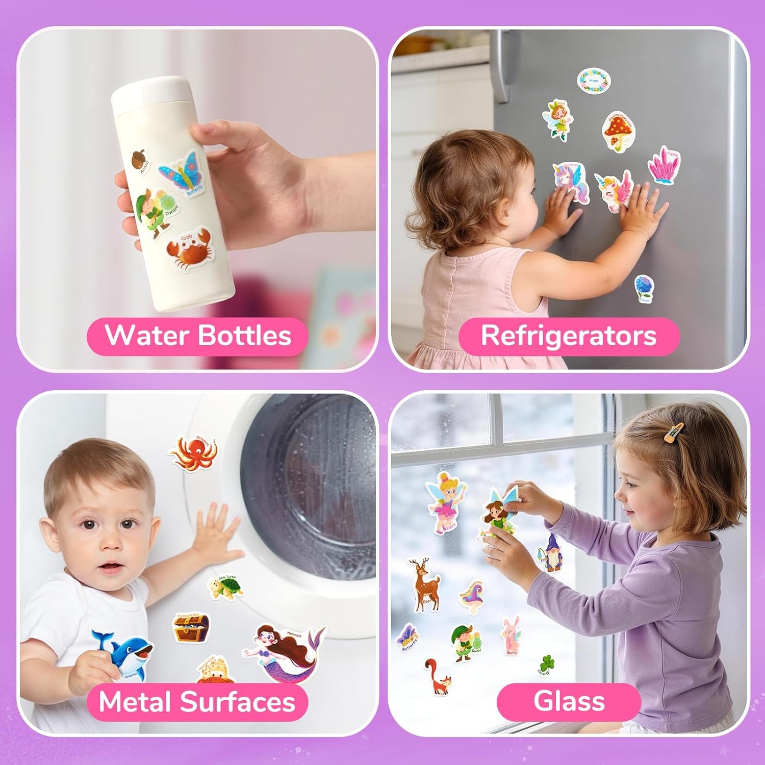 JoyCat Reusable Dress-Up Sticker Books, 3-Pack, Princess Mermaid Fashion | 200+ washable stickers, kids car activities, toddler creative play, preschool travel toy, birthday gift for 4 year old girls(3-Pack: Unicorn  Fairies  Mermaid)