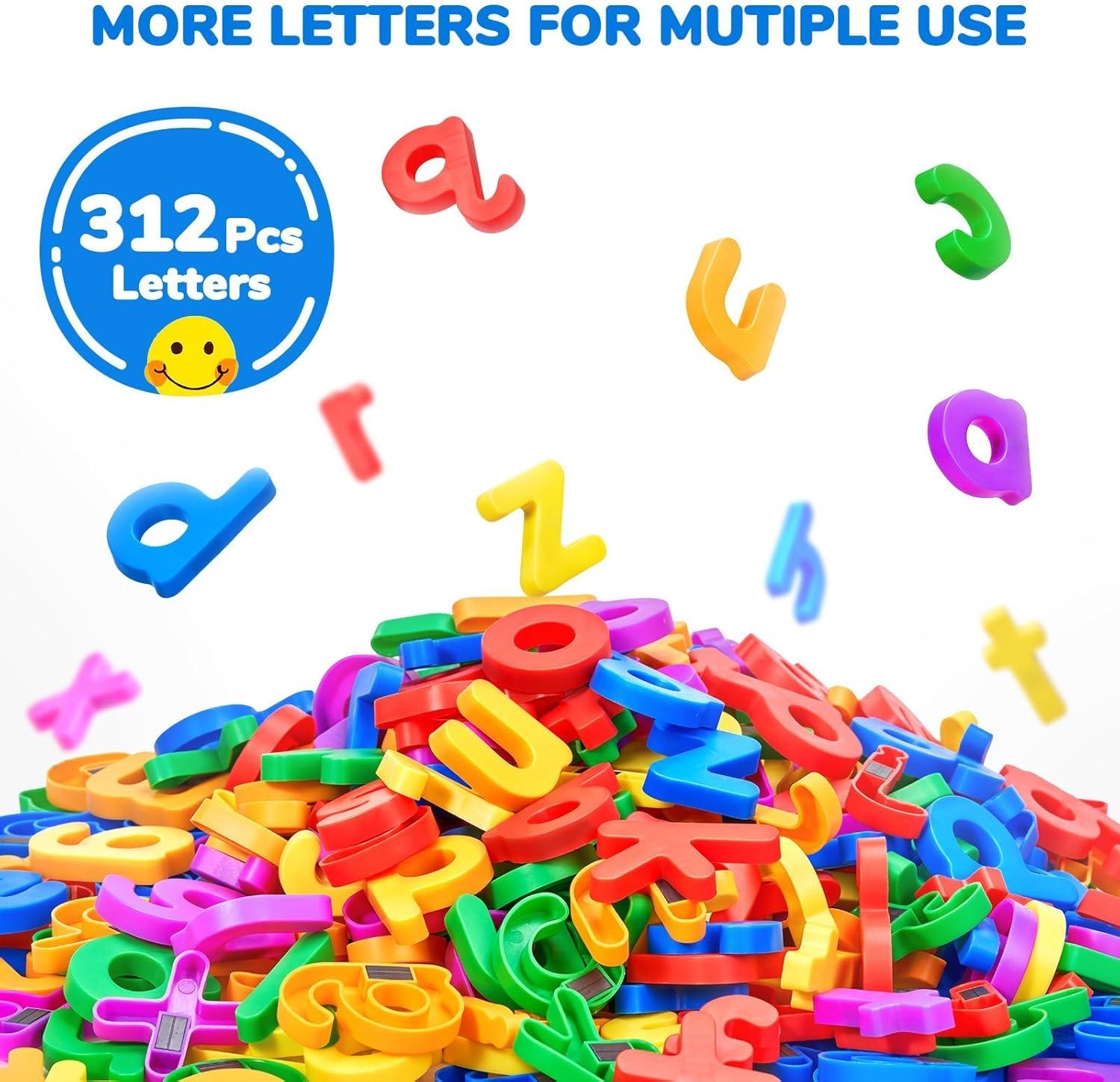 JoyCat Alphabet Magnets, 156-Piece Set of Lowercase Magnetic Letters, ABC Magnets for Toddlers & Kids, Plastic Letters for Whiteboards, Preschool Educational Toys for Kindergarten Classroom(312 PCS(12 Sets Of The Alphabet))