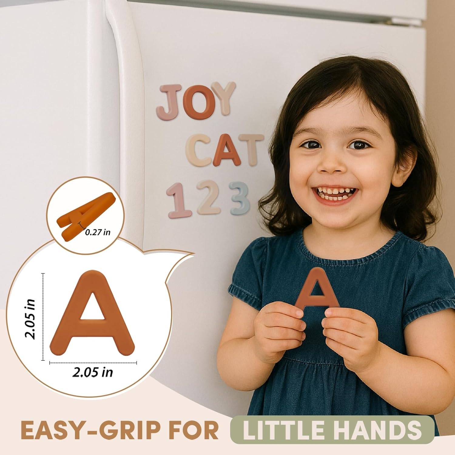 JoyCat Silicone Magnetic Letters and Numbers, 26 Uppercase Alphabet with 0-9, Fridge Magnets for Toddlers & Kids, Preschool Learning Refrigerator Toy Set, Birthday Gifts for Boys Girls (Muted Color)(Muted Color)