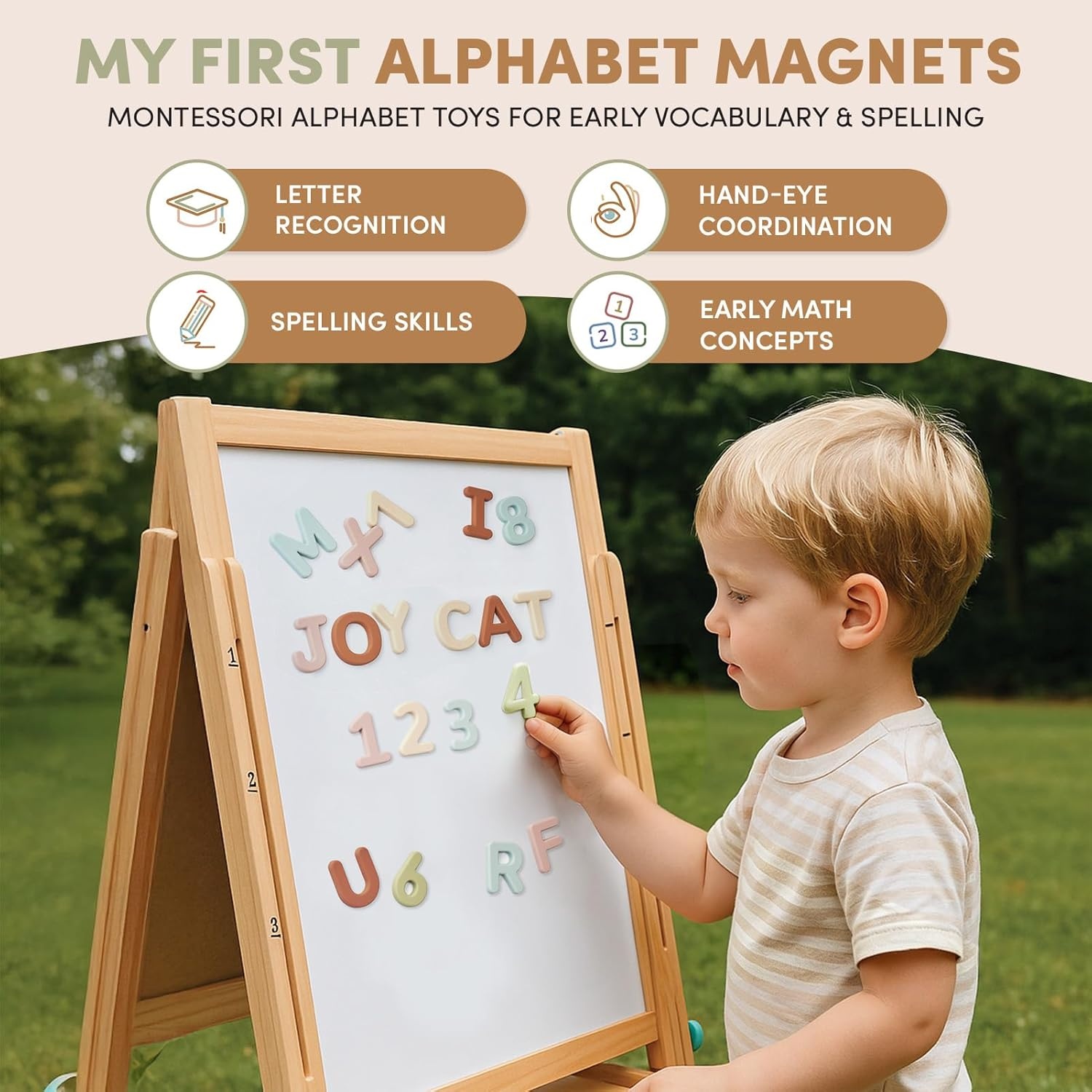 JoyCat Silicone Magnetic Letters and Numbers, 26 Uppercase Alphabet with 0-9, Fridge Magnets for Toddlers & Kids, Preschool Learning Refrigerator Toy Set, Birthday Gifts for Boys Girls (Muted Color)(Muted Color)