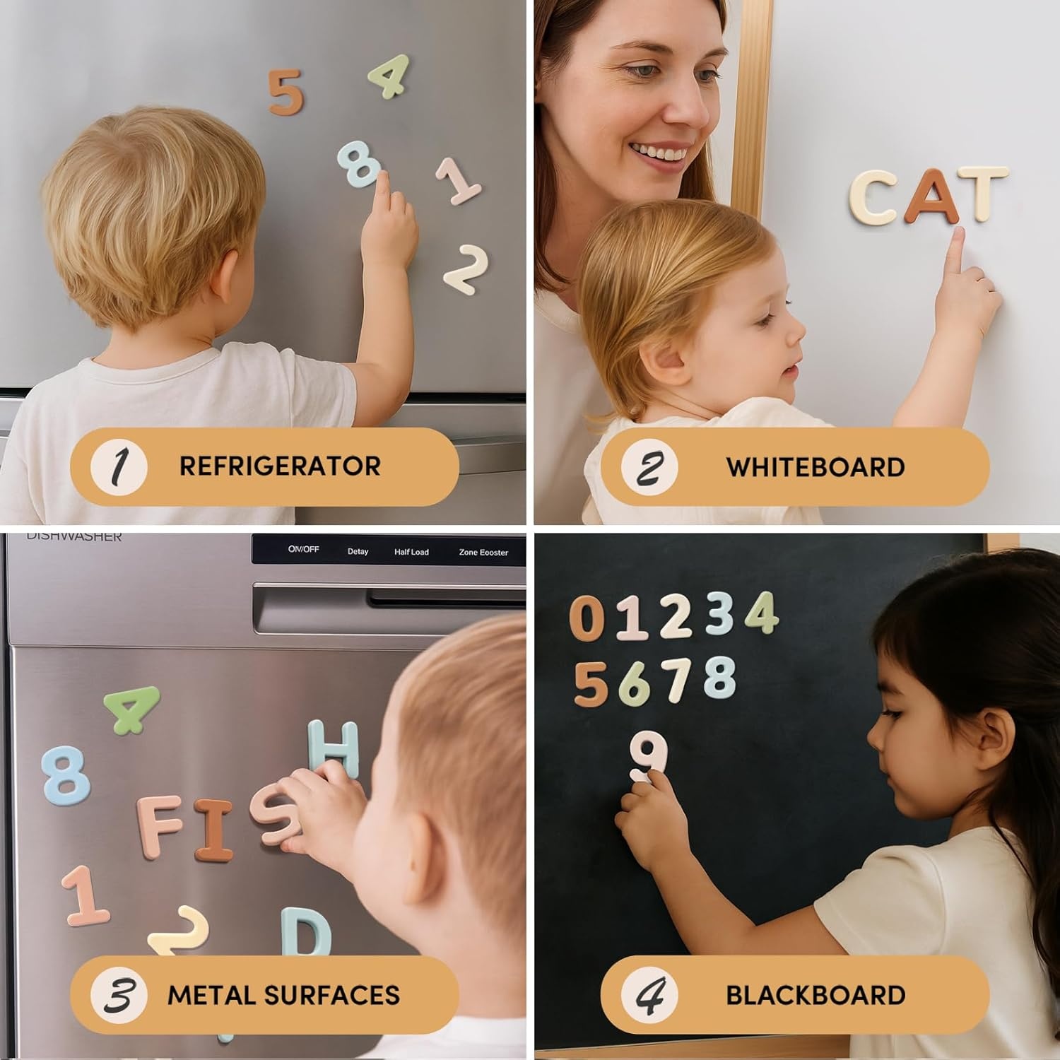 JoyCat Silicone Magnetic Letters and Numbers, 26 Uppercase Alphabet with 0-9, Fridge Magnets for Toddlers & Kids, Preschool Learning Refrigerator Toy Set, Birthday Gifts for Boys Girls (Muted Color)(Muted Color)