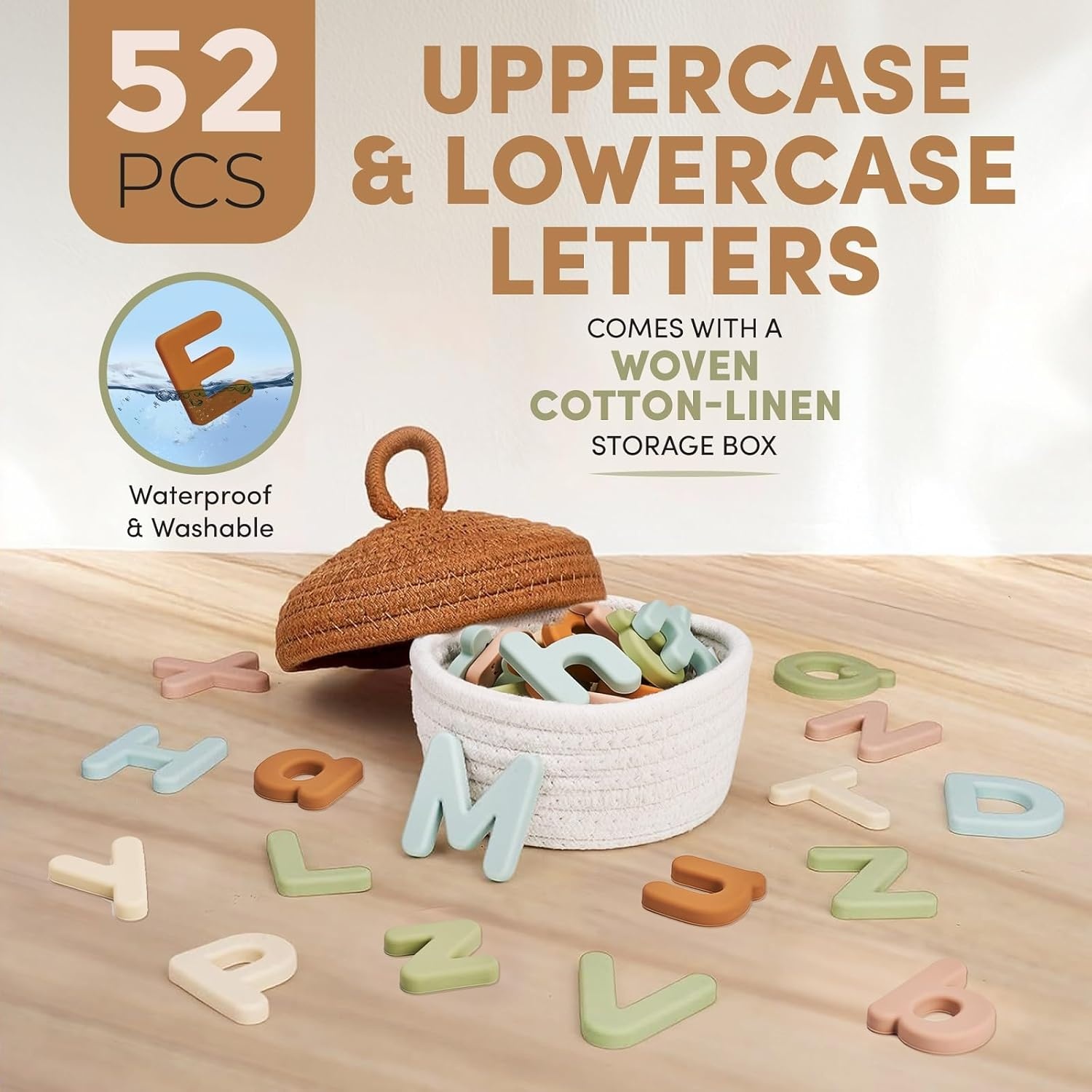 JoyCat Silicone Magnetic Letters and Numbers, 26 Uppercase Alphabet with 0-9, Fridge Magnets for Toddlers & Kids, Preschool Learning Refrigerator Toy Set, Birthday Gifts for Boys Girls (Muted Color)(Muted Color)