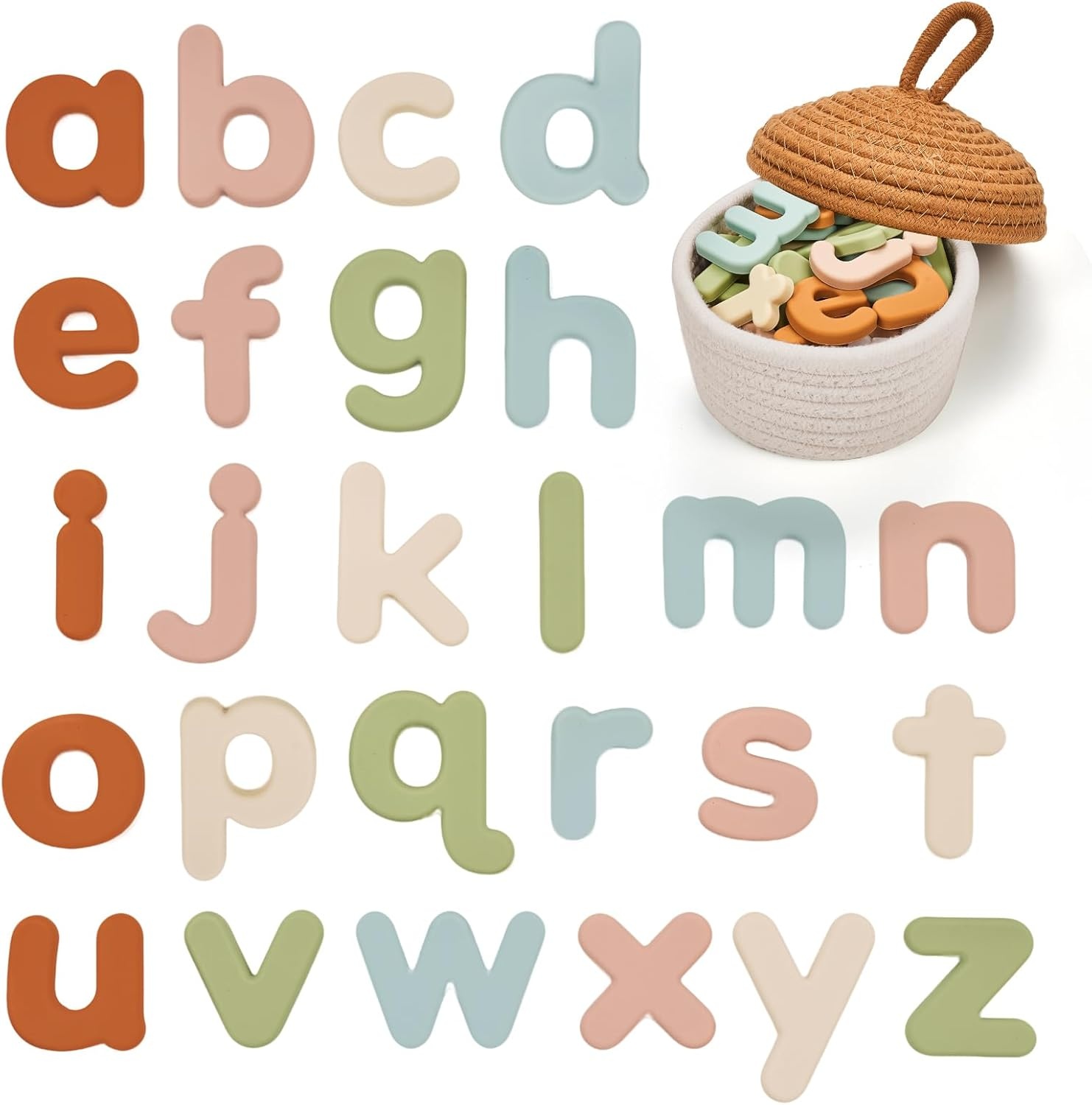 JoyCat Silicone Magnetic Letters and Numbers, 26 Uppercase Alphabet with 0-9, Fridge Magnets for Toddlers & Kids, Preschool Learning Refrigerator Toy Set, Birthday Gifts for Boys Girls (Muted Color)(Muted Color)